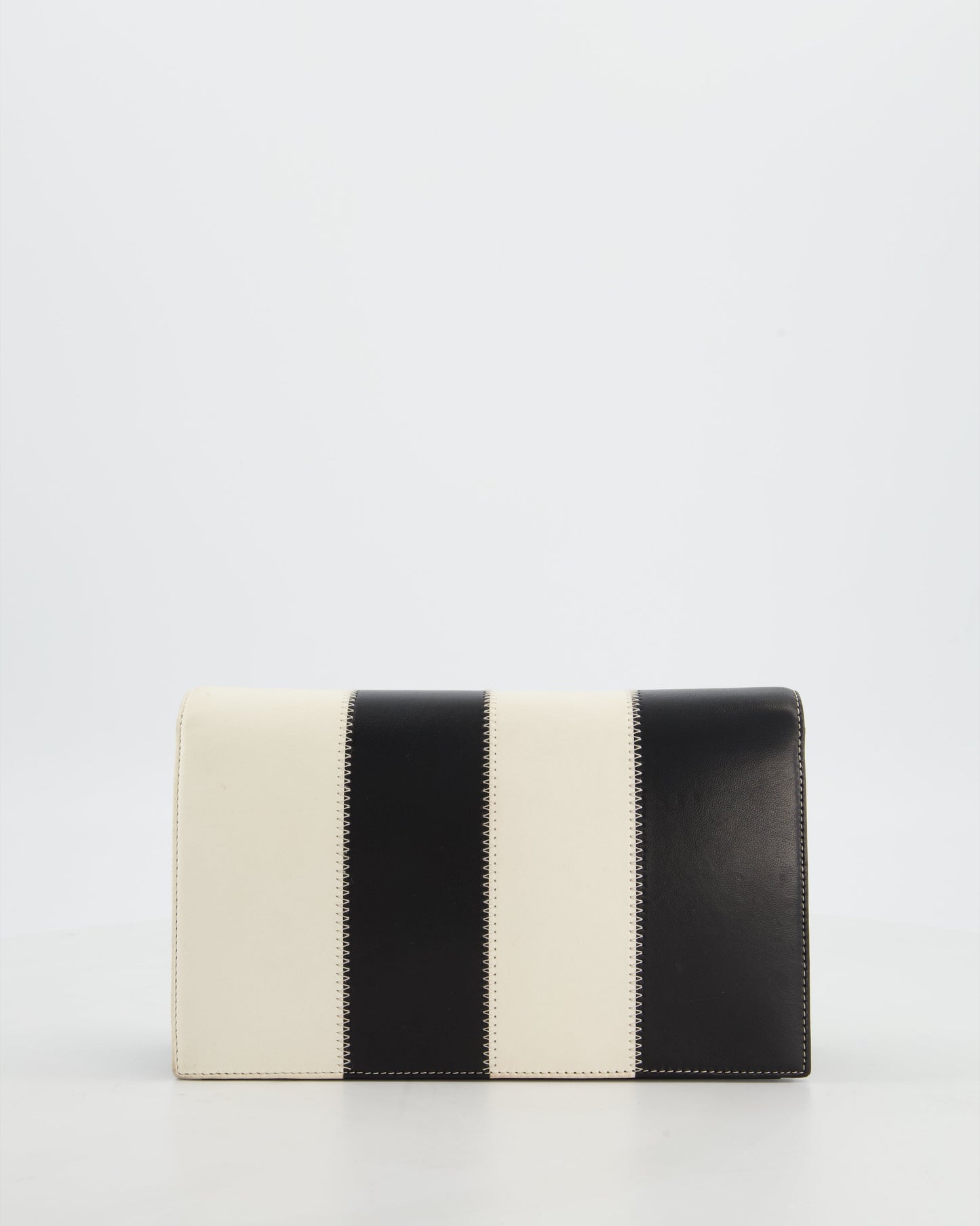 Chanel Black & White Lambskin CC Embroidered Clutch on Chain Bag with Gold Hardware