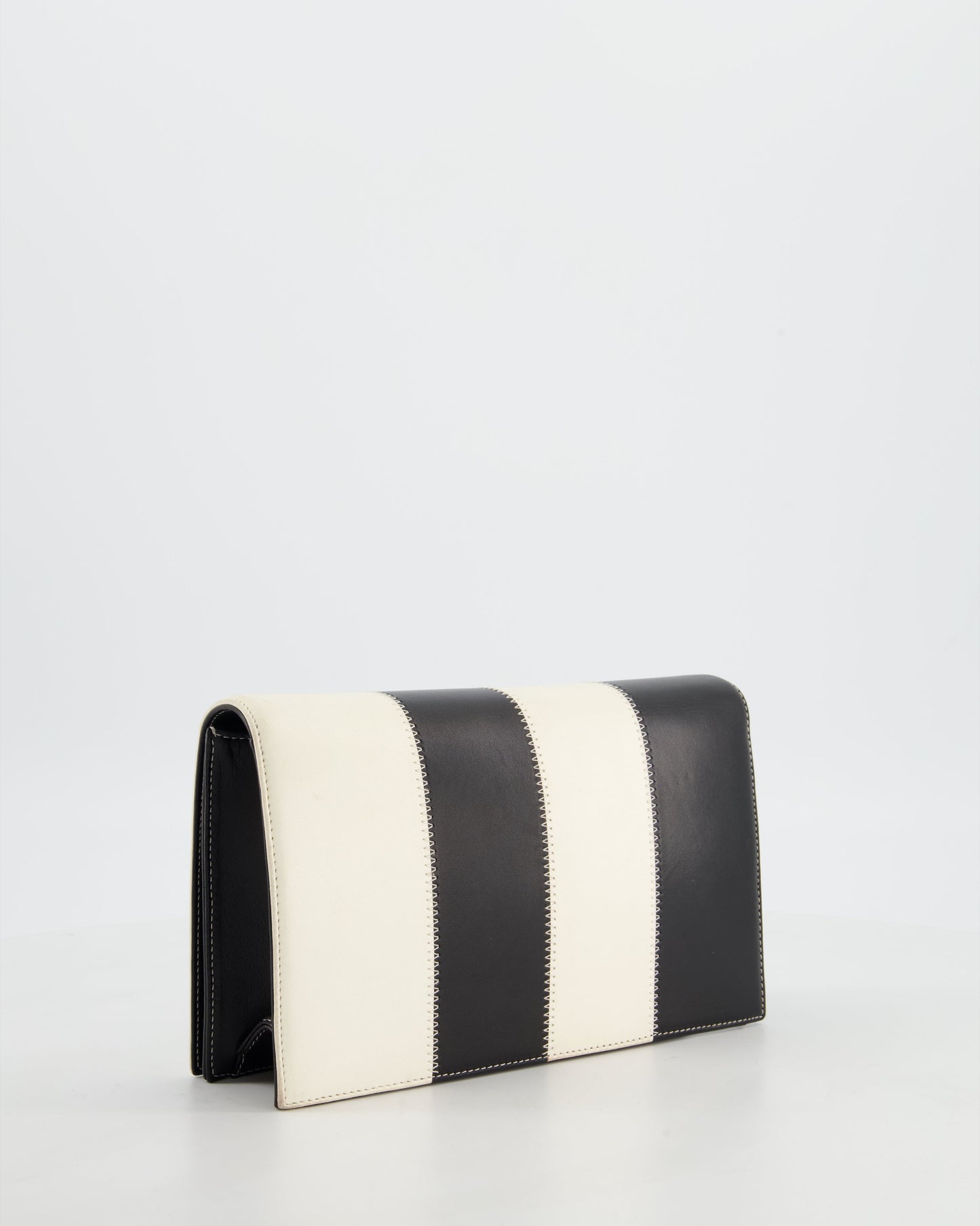 Chanel Black & White Lambskin CC Embroidered Clutch on Chain Bag with Gold Hardware