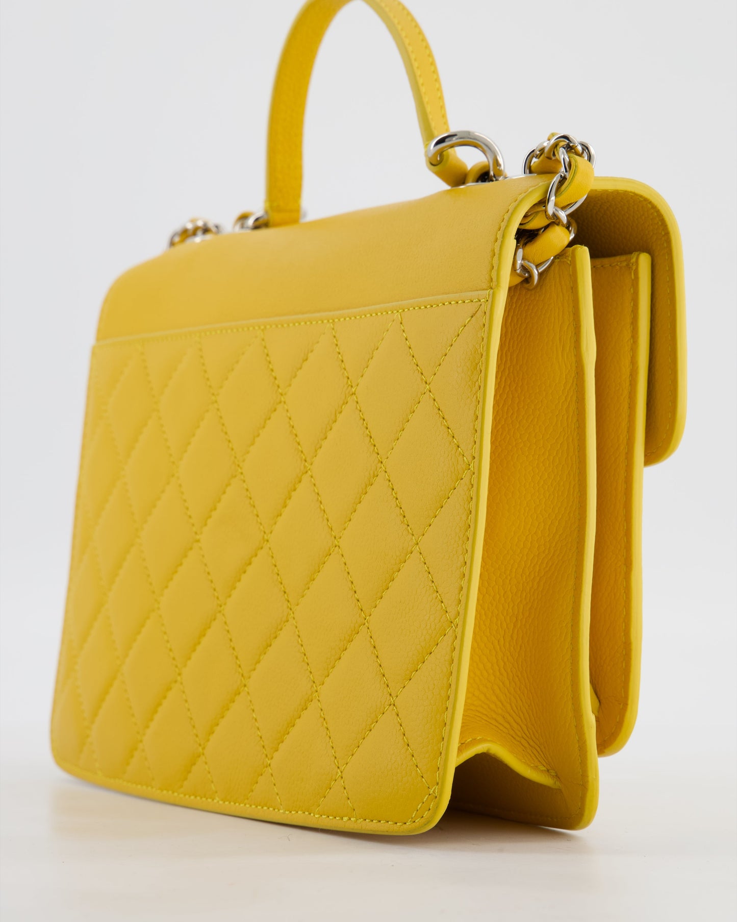 *FIRE PRICE* Chanel Yellow CC Box Bag in Caviar Leather with Silver Hardware