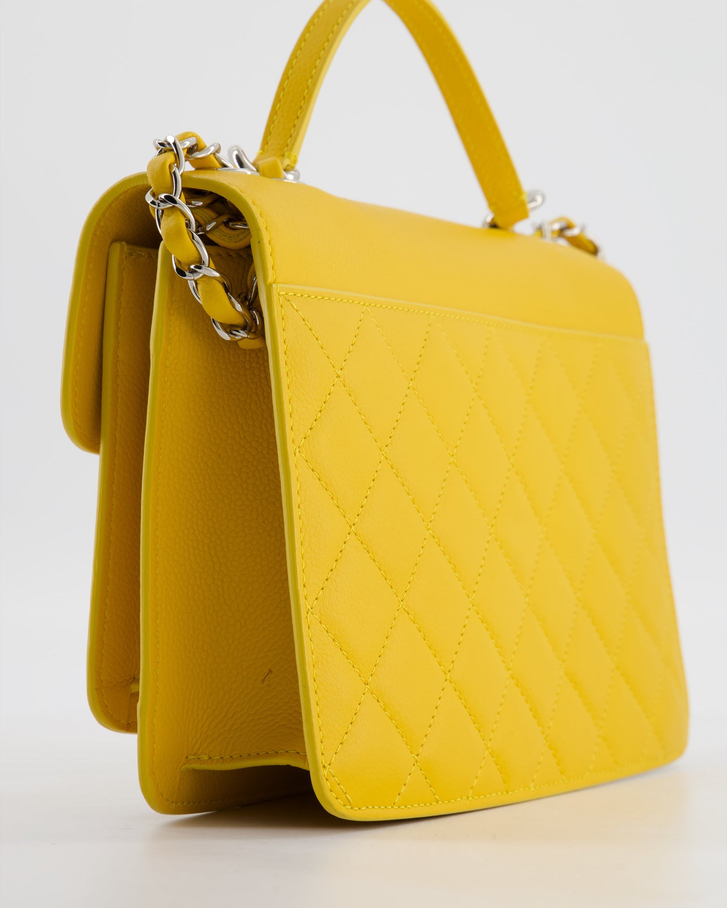 *FIRE PRICE* Chanel Yellow CC Box Bag in Caviar Leather with Silver Hardware