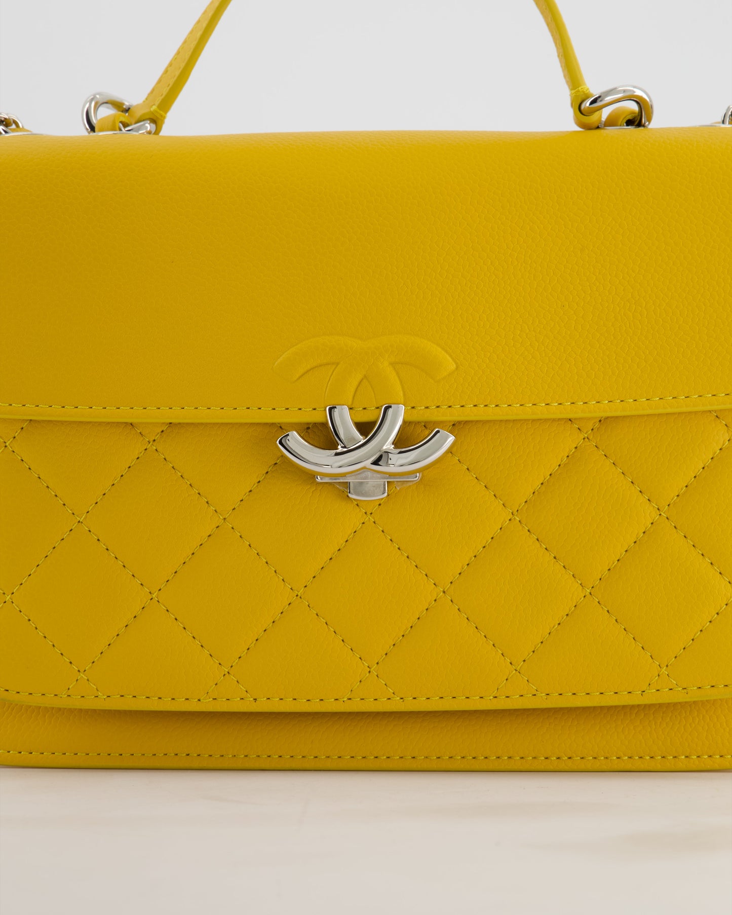 *FIRE PRICE* Chanel Yellow CC Box Bag in Caviar Leather with Silver Hardware