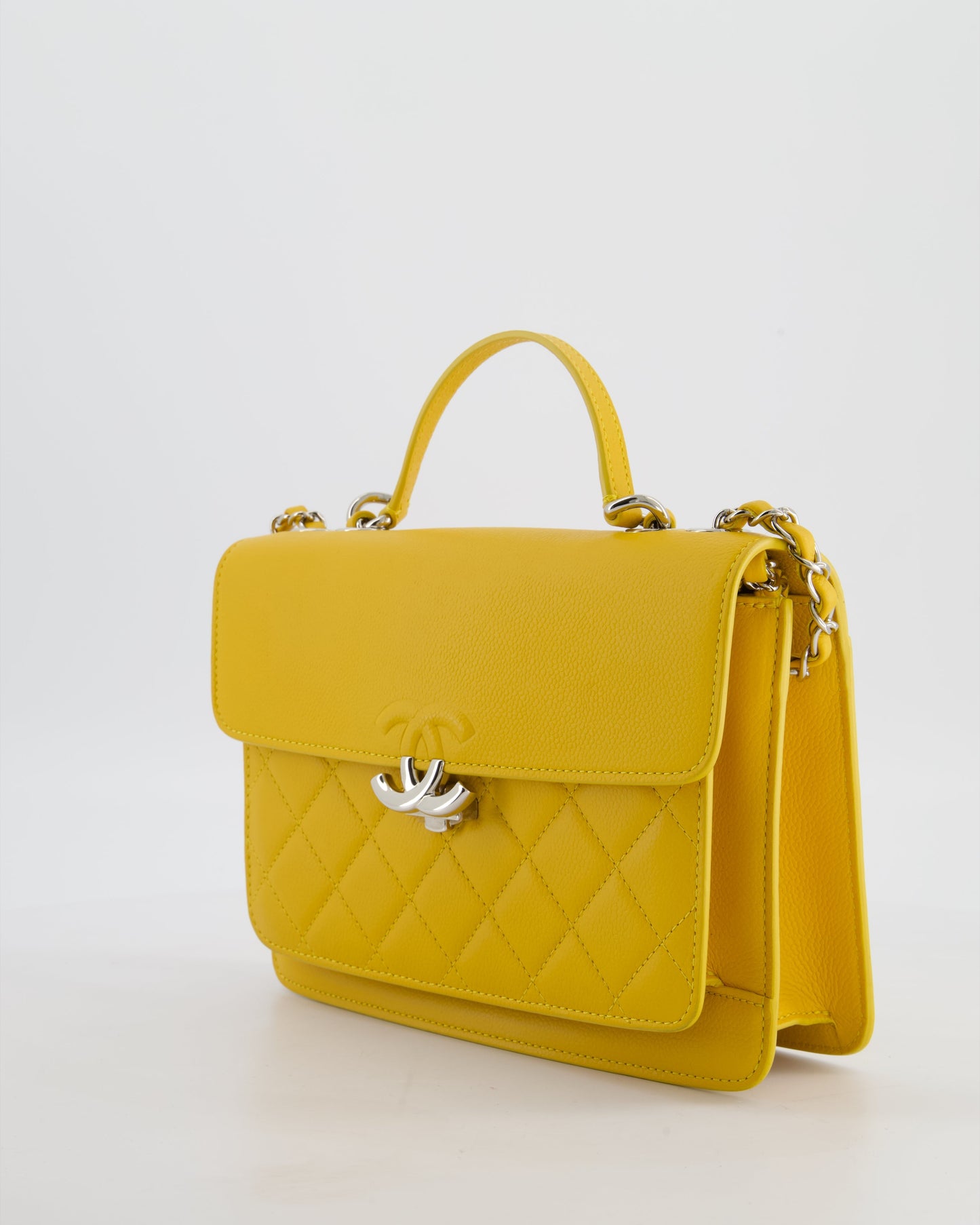 *FIRE PRICE* Chanel Yellow CC Box Bag in Caviar Leather with Silver Hardware