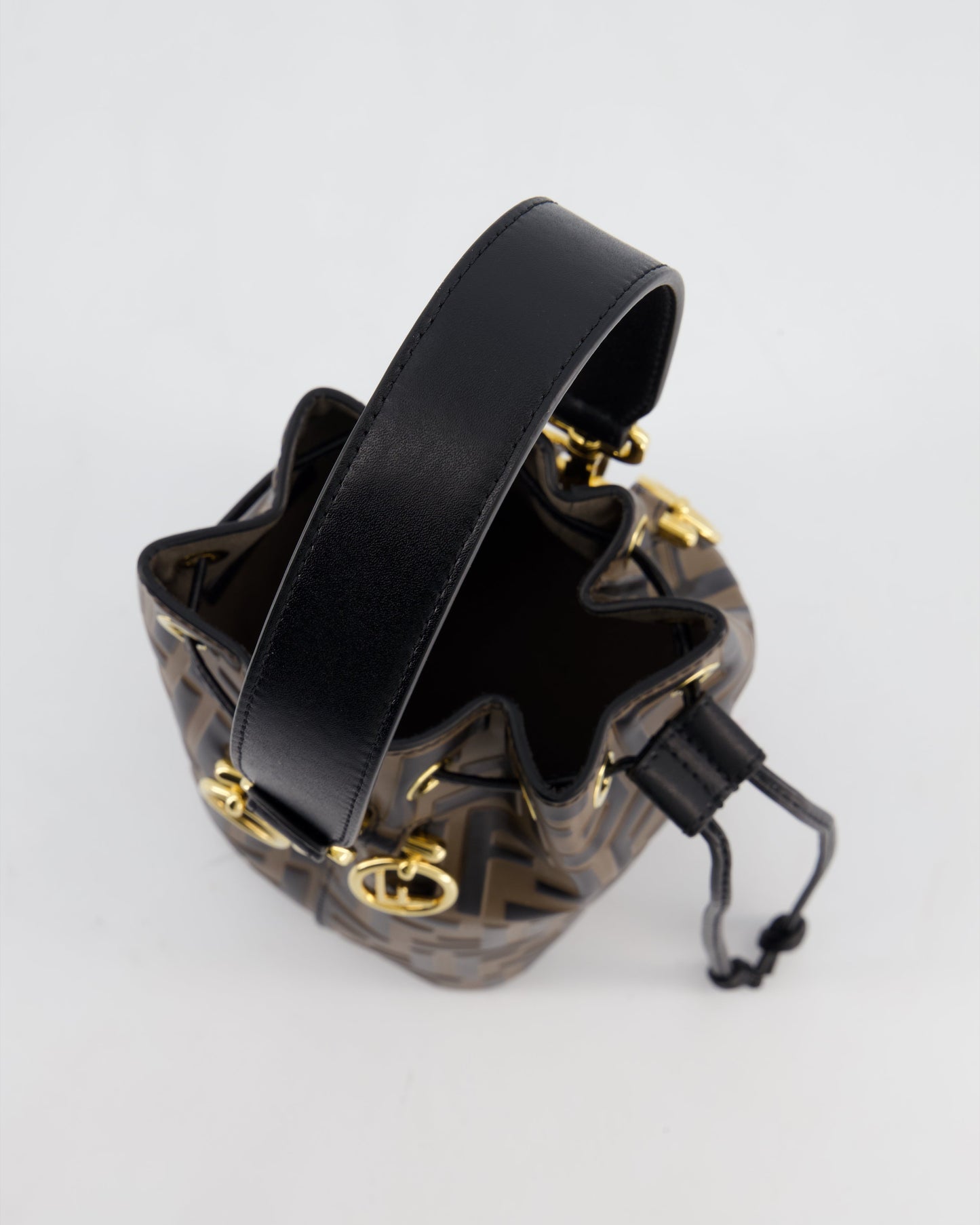 Fendi Brown Mon Tresor Logo Leather Mini Bucket Bag with Gold Hardware