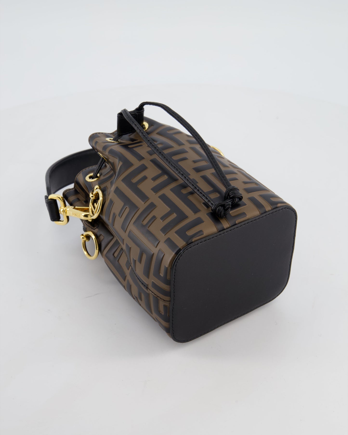 Fendi Brown Mon Tresor Logo Leather Mini Bucket Bag with Gold Hardware
