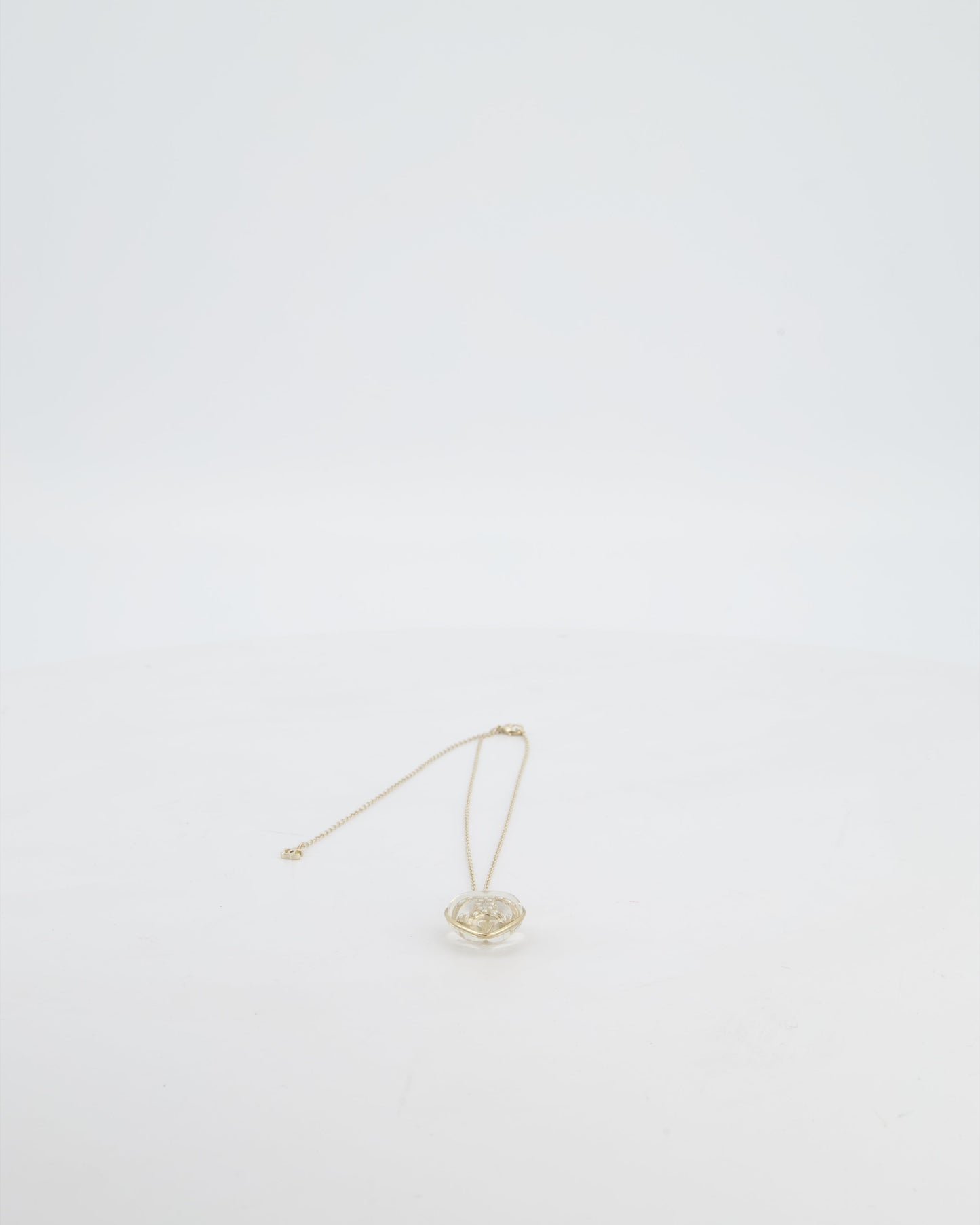 Chanel 16/P Gold CC Coco Heart Resin Pendant Chain Necklace with Pearl Details