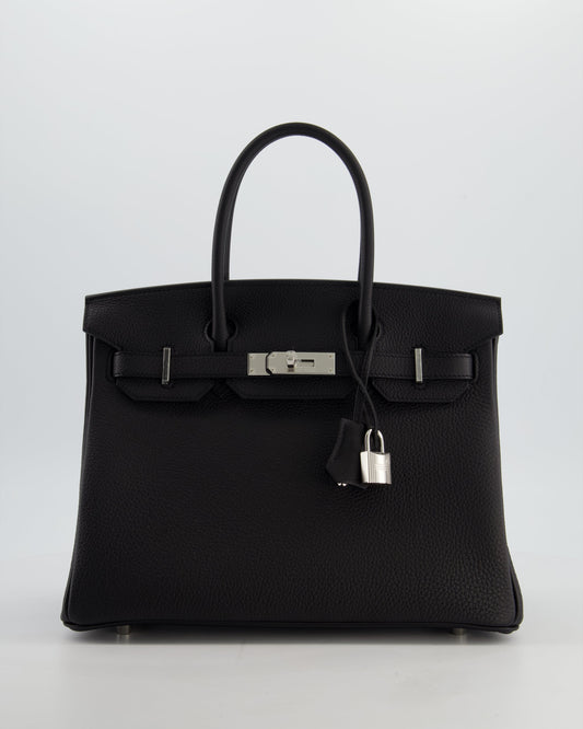 Hermès Birkin 30 Retourne Bag in Noir Togo Leather with Palladium Hardware