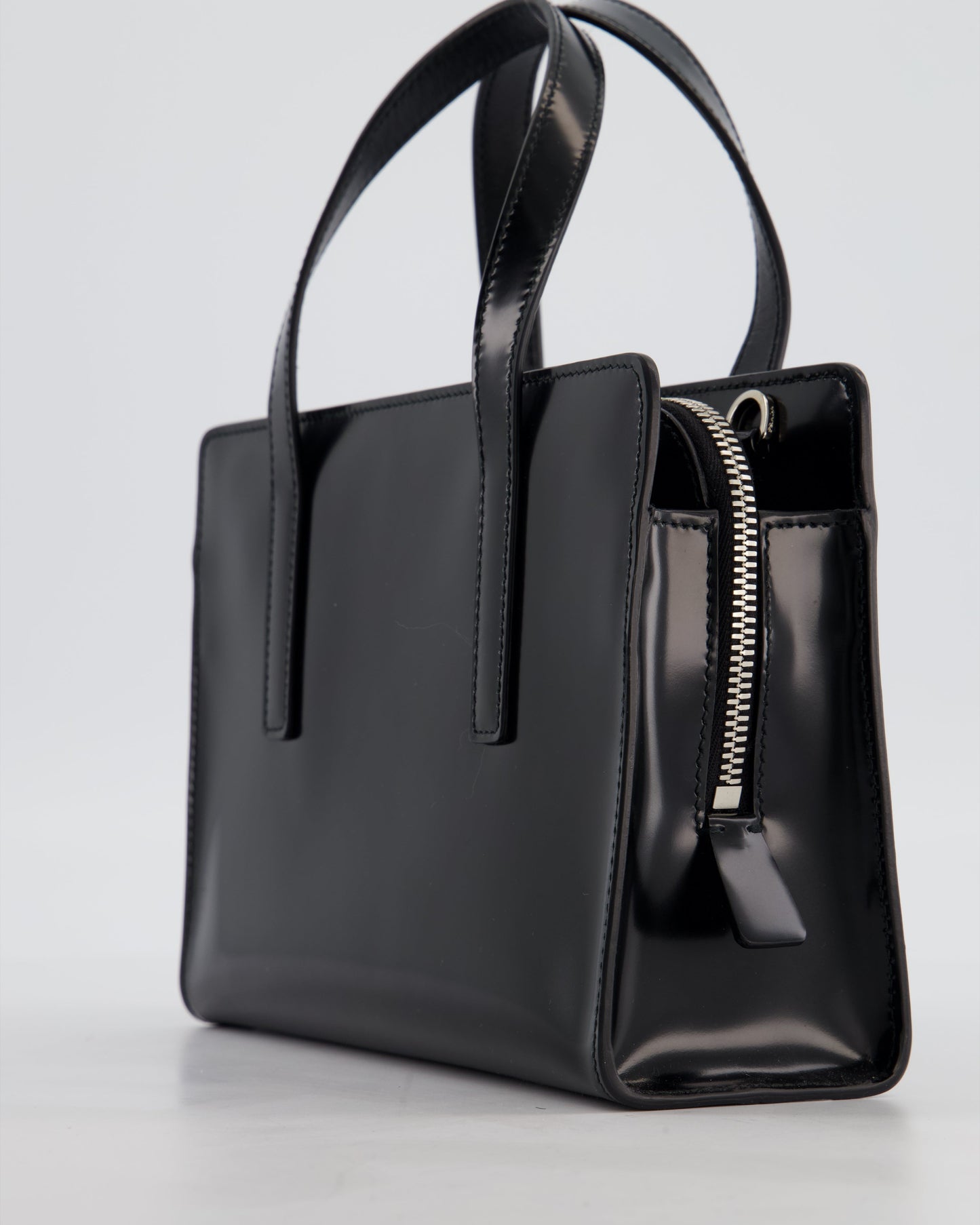 *FIRE PRICE* Prada Black Re-Edition 1995 Mini Top Handle Tote Bag in Brushed Calfskin Leather with Palladium Hardware RRP £2,900