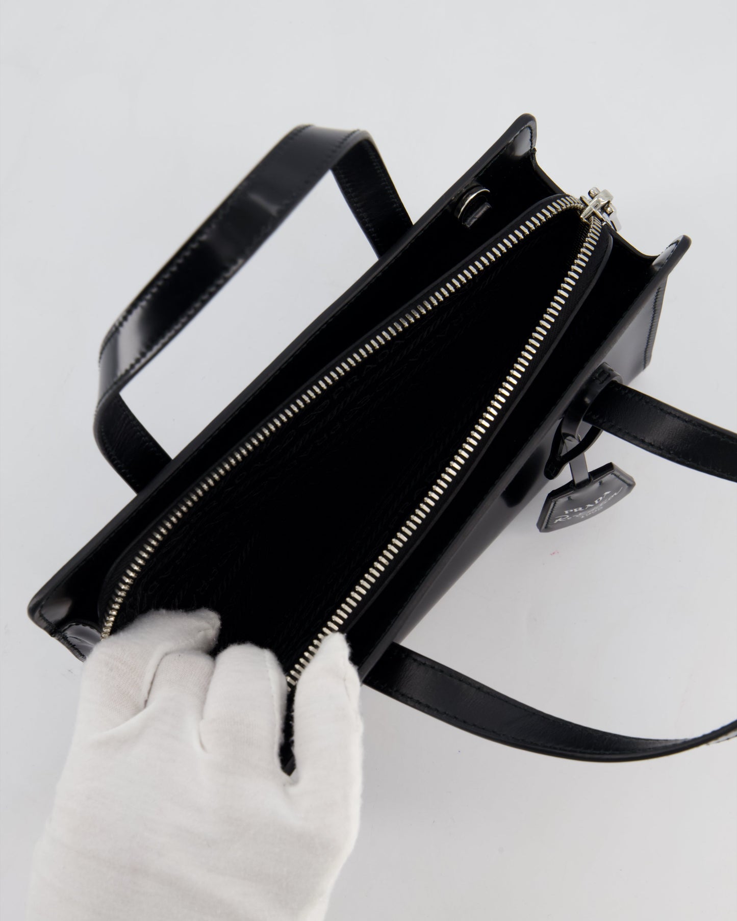 *FIRE PRICE* Prada Black Re-Edition 1995 Mini Top Handle Tote Bag in Brushed Calfskin Leather with Palladium Hardware RRP £2,900