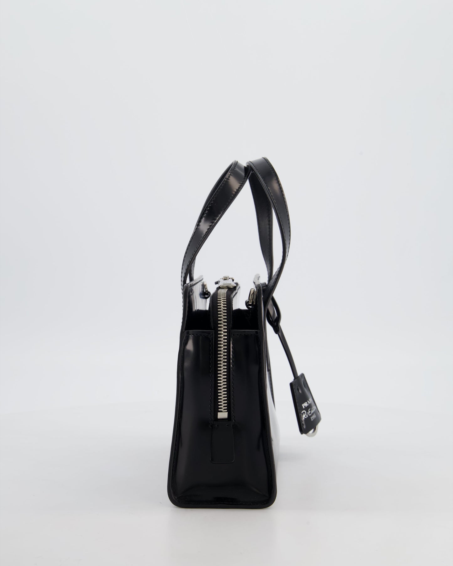 *FIRE PRICE* Prada Black Re-Edition 1995 Mini Top Handle Tote Bag in Brushed Calfskin Leather with Palladium Hardware RRP £2,900