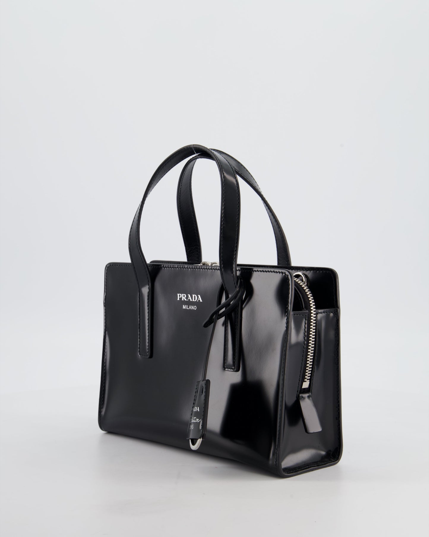 *FIRE PRICE* Prada Black Re-Edition 1995 Mini Top Handle Tote Bag in Brushed Calfskin Leather with Palladium Hardware RRP £2,900