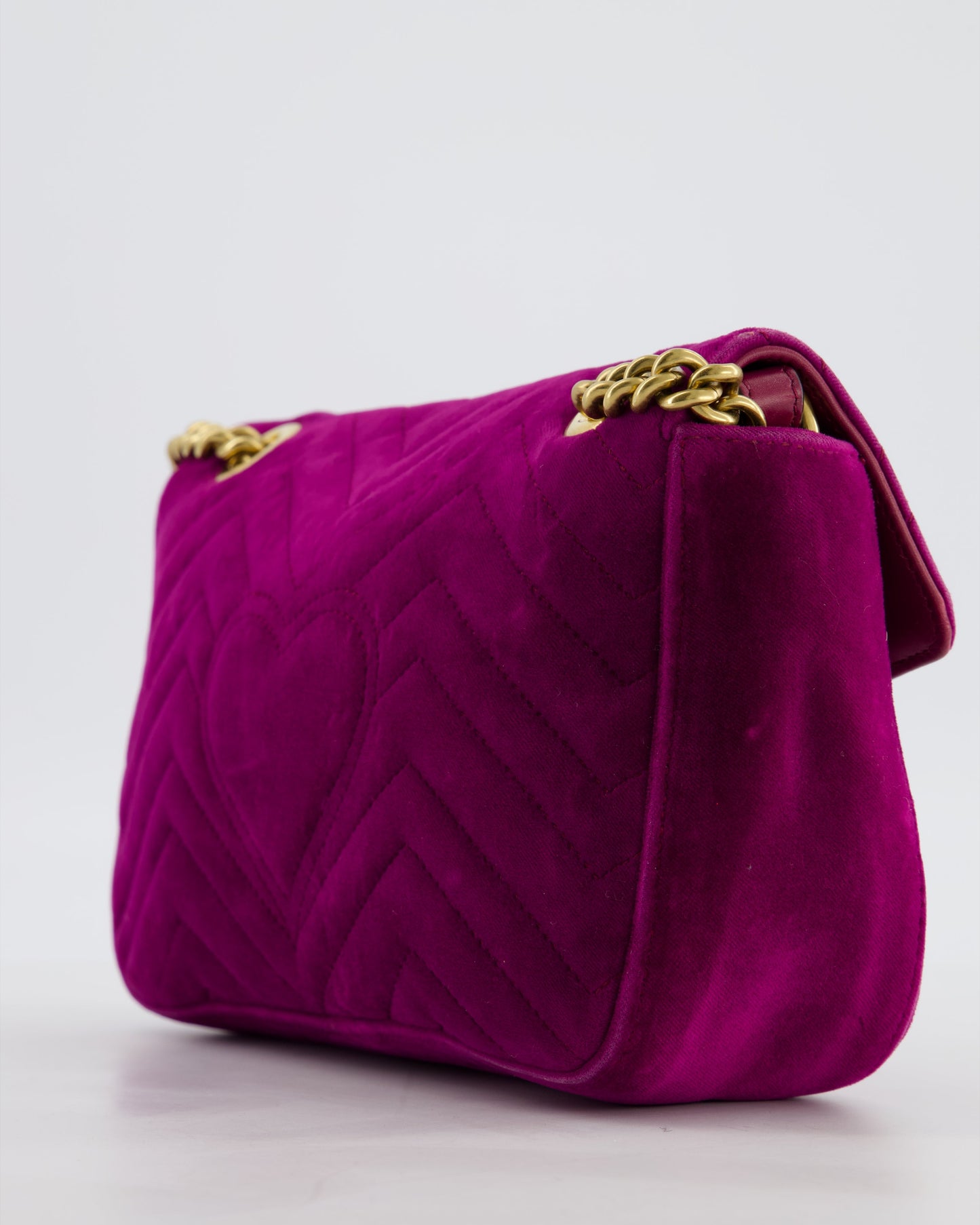 Gucci Purple Velvet Marmont Bag with Brushed Gold Hardware