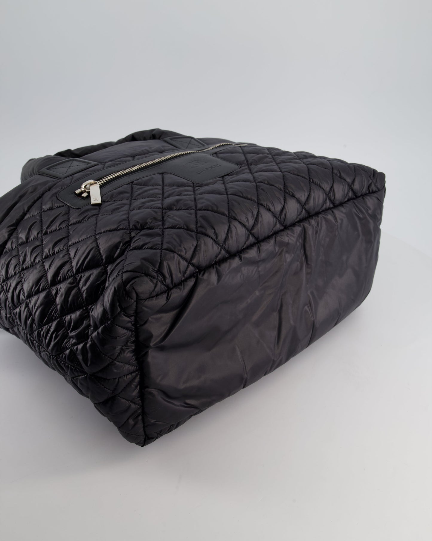 Chanel Black Coco Cocoon Tote Bag In Nylon and Silver Hardware with CC Detail