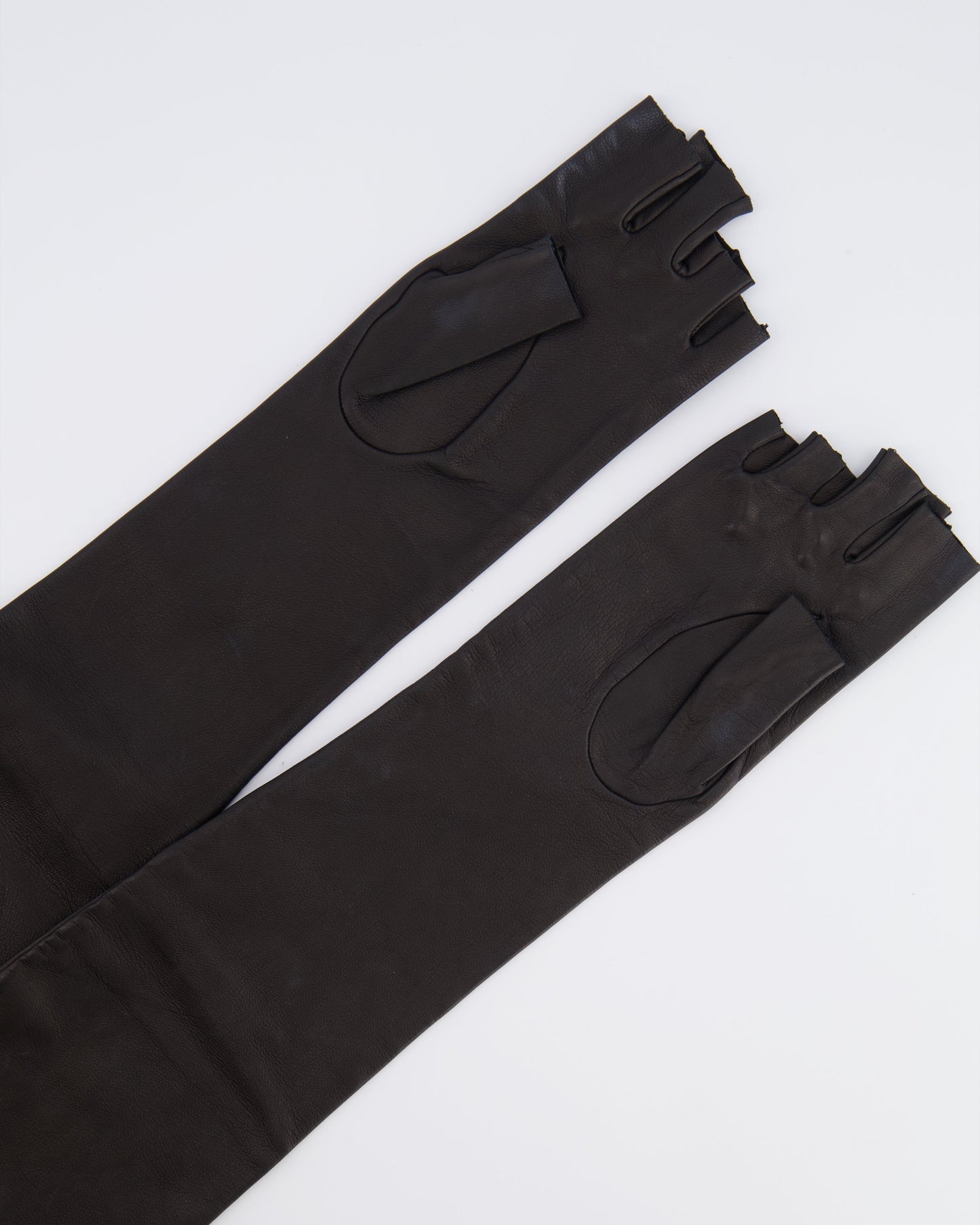 Chanel Black Lambskin Leather Long Gloves Size 6 1/2cm