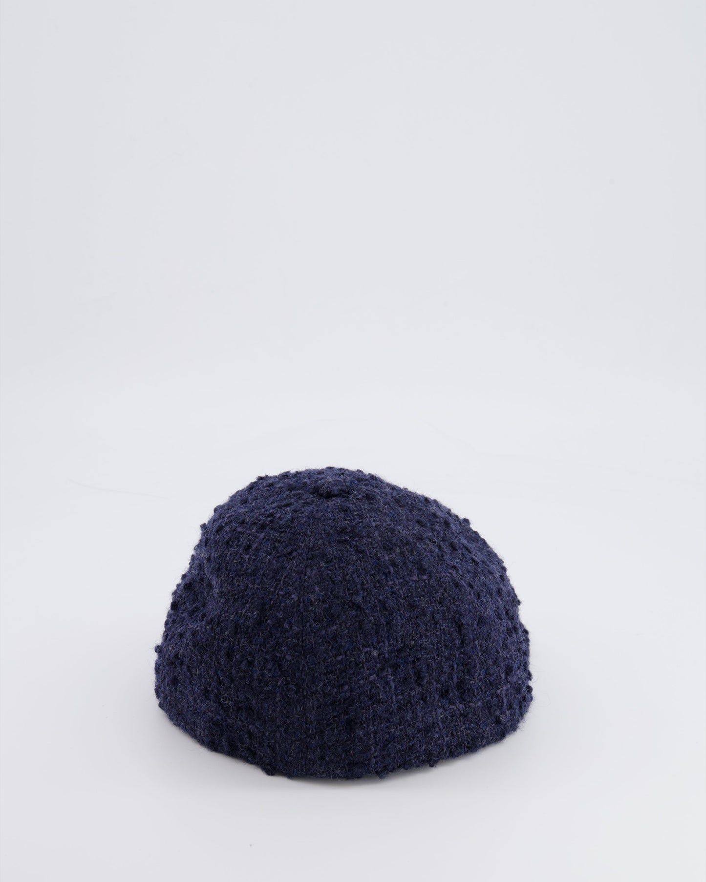 Chanel 22B Navy Wool Tweed Cap with CC Logo Detail Size S