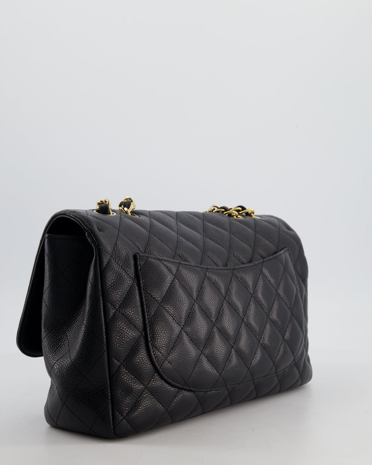 *FIRE PRICE* Chanel Black Jumbo Classic Single Flap Bag in Caviar Leather with Gold Hardware