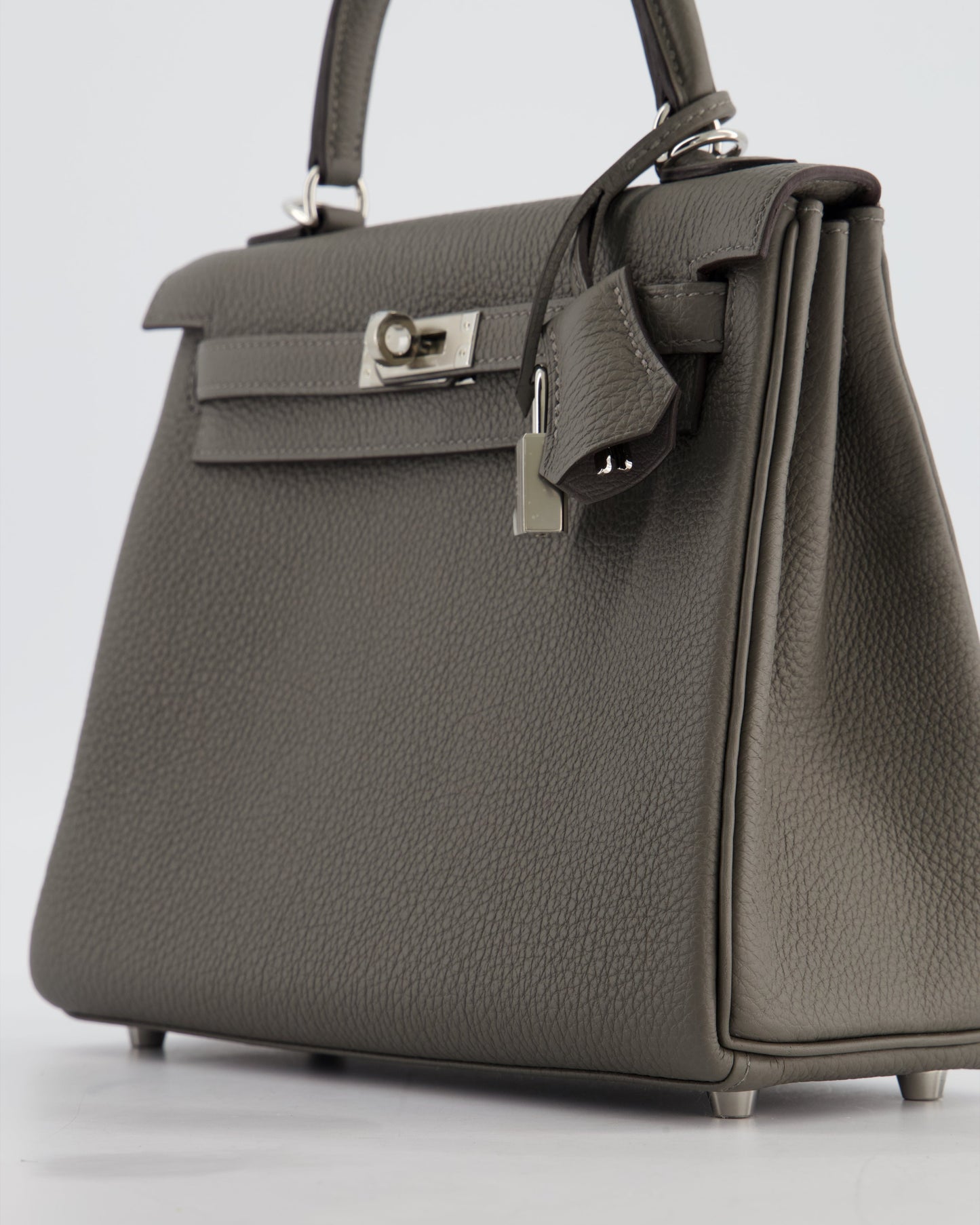 *HOT* Herm�s Kelly 25 Rotourne Bag in Gris Meyer Togo Leather with Palladium Hardware