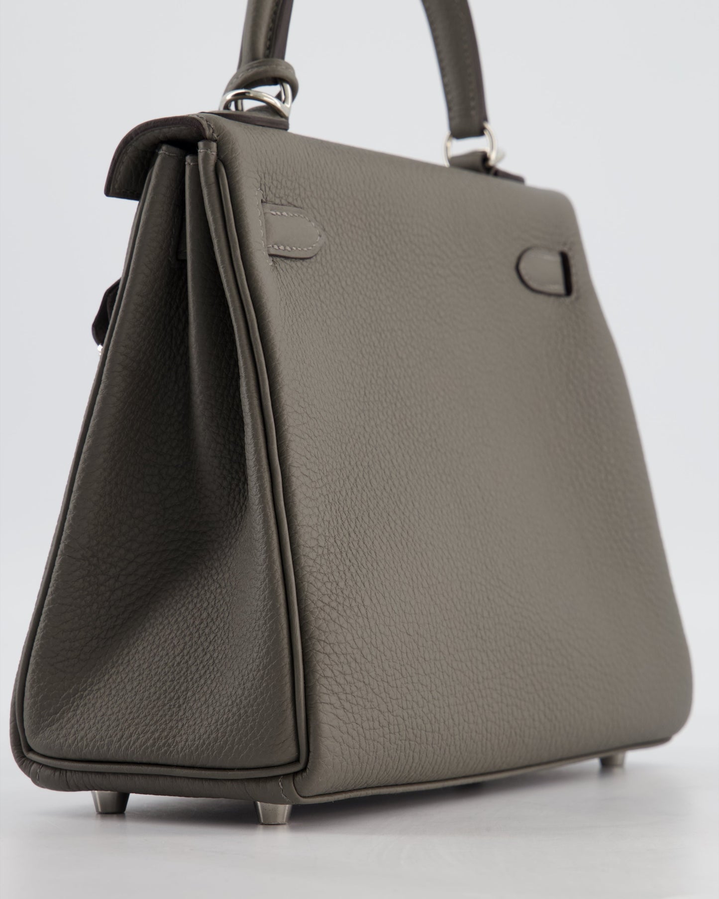 *HOT* Herm�s Kelly 25 Rotourne Bag in Gris Meyer Togo Leather with Palladium Hardware