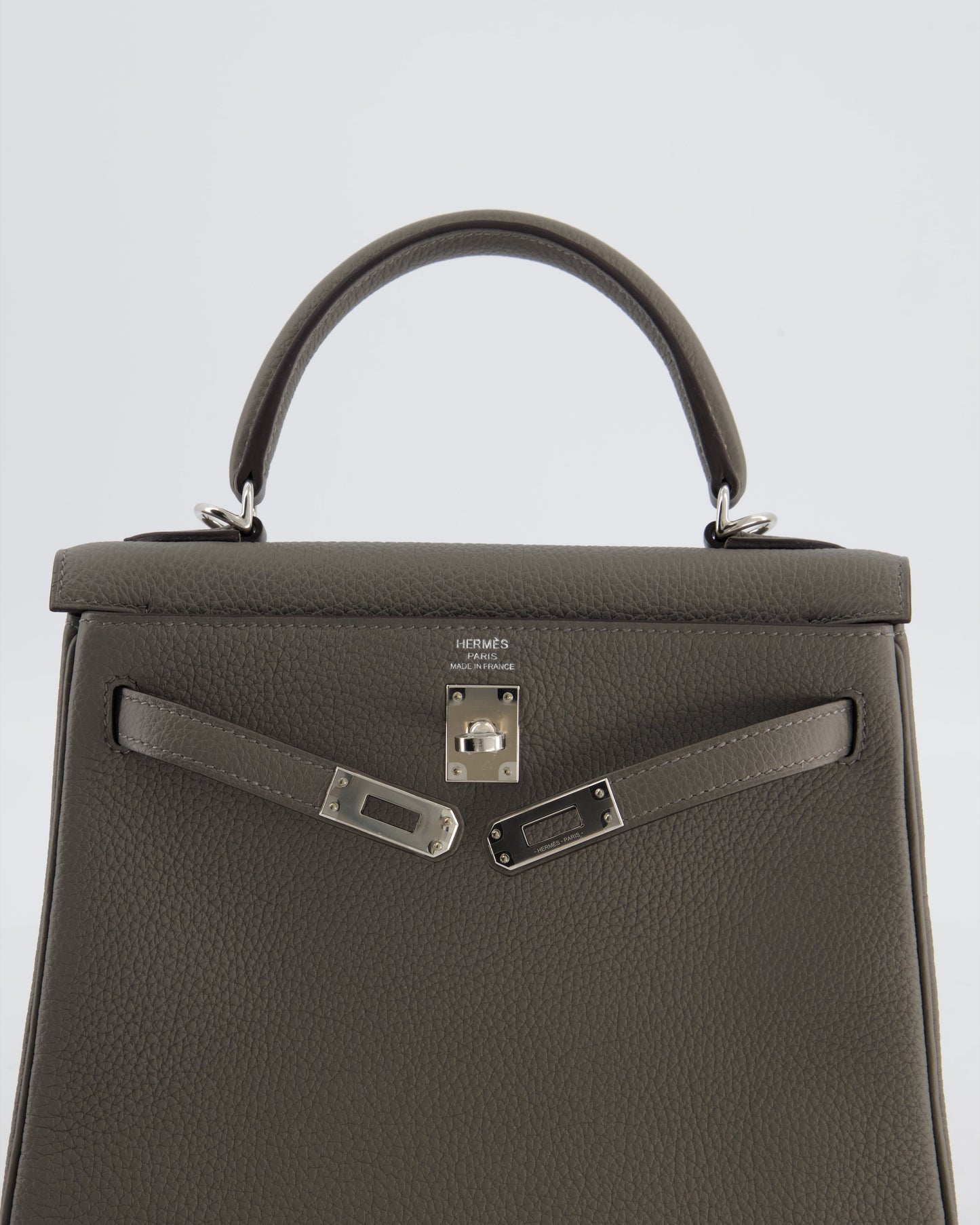 *HOT* Herm�s Kelly 25 Rotourne Bag in Gris Meyer Togo Leather with Palladium Hardware