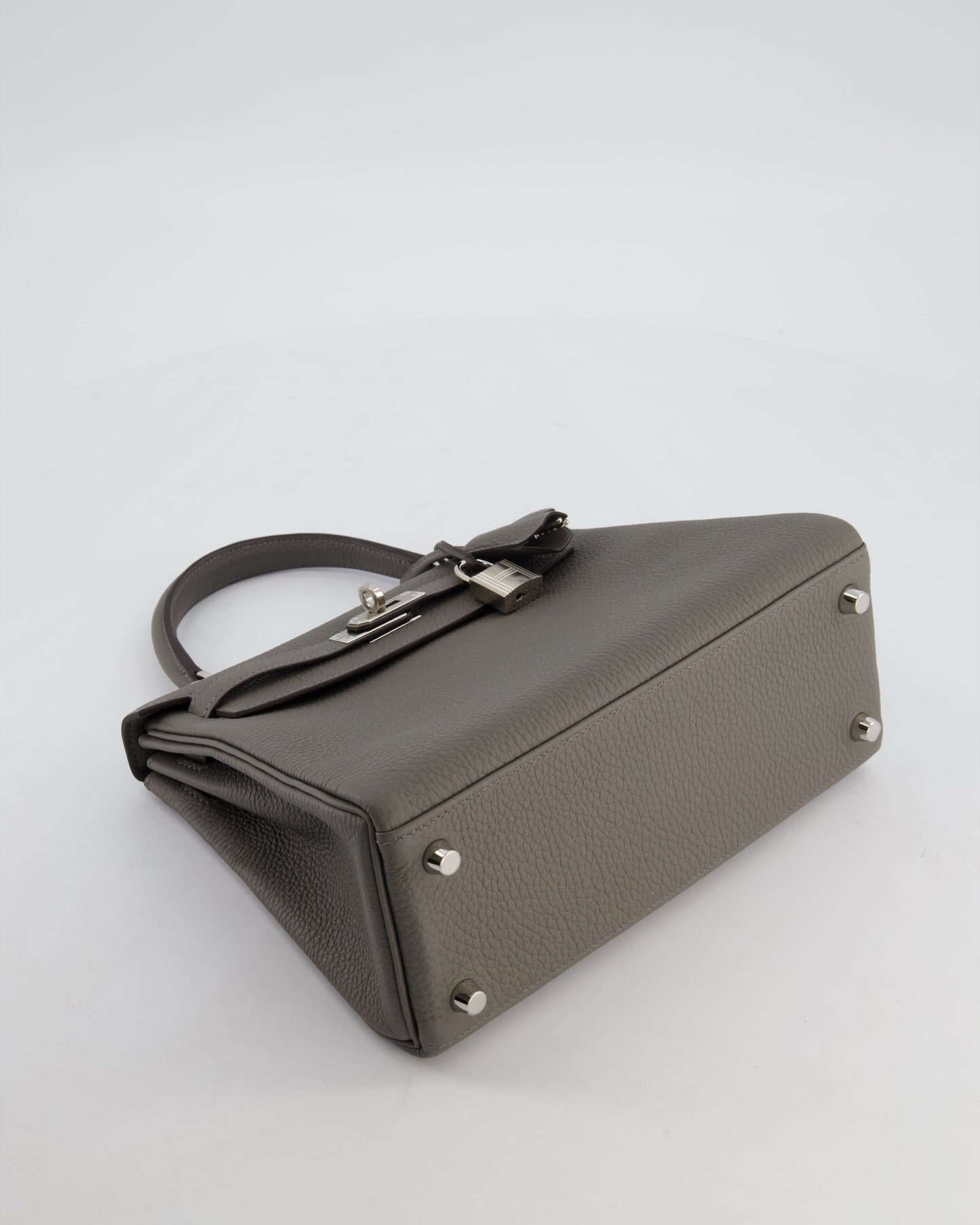 *HOT* Herm�s Kelly 25 Rotourne Bag in Gris Meyer Togo Leather with Palladium Hardware