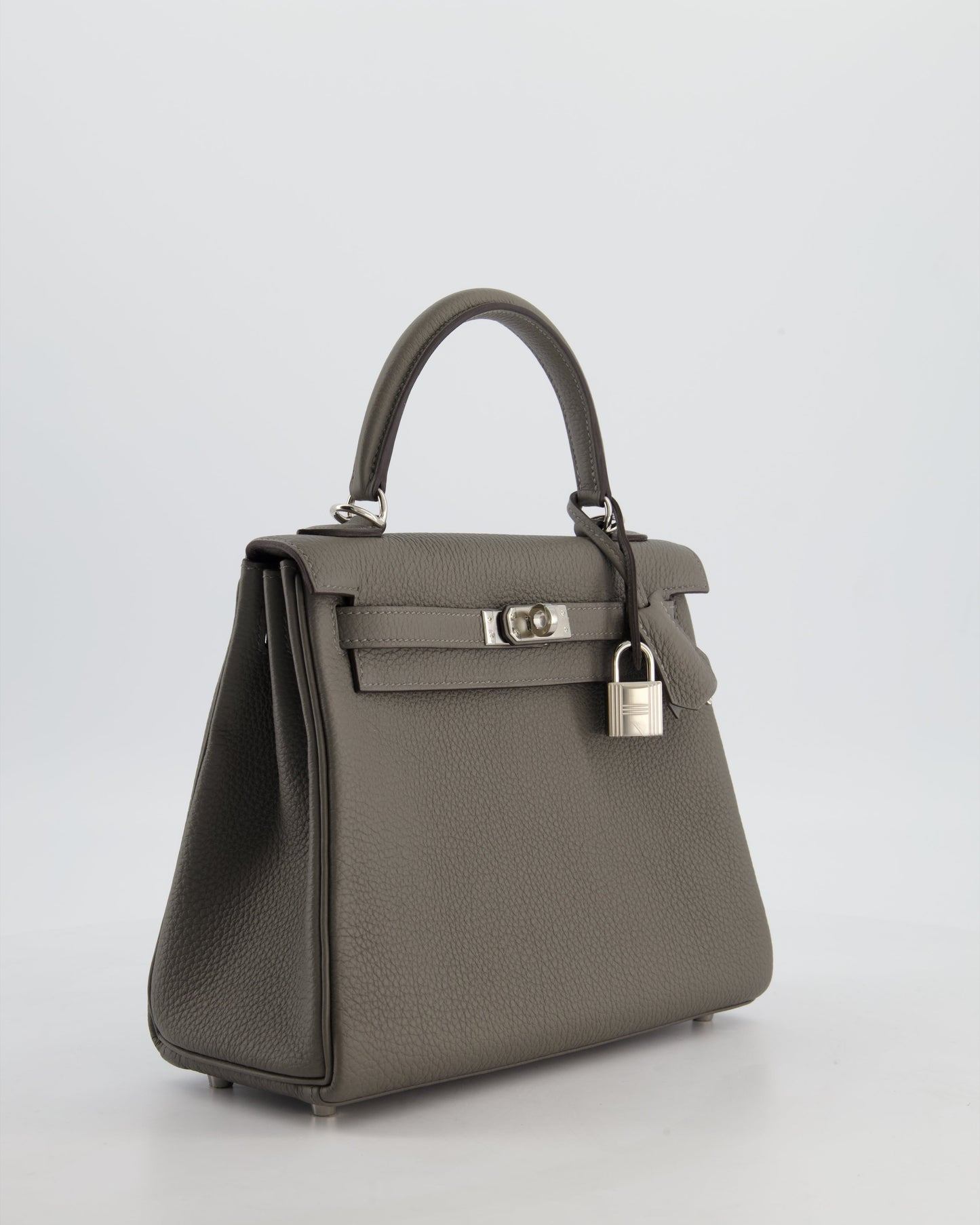 *HOT* Herm�s Kelly 25 Rotourne Bag in Gris Meyer Togo Leather with Palladium Hardware