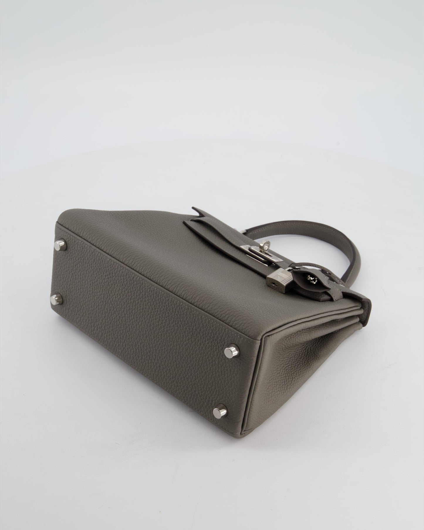 *HOT* Herm�s Kelly 25 Rotourne Bag in Gris Meyer Togo Leather with Palladium Hardware