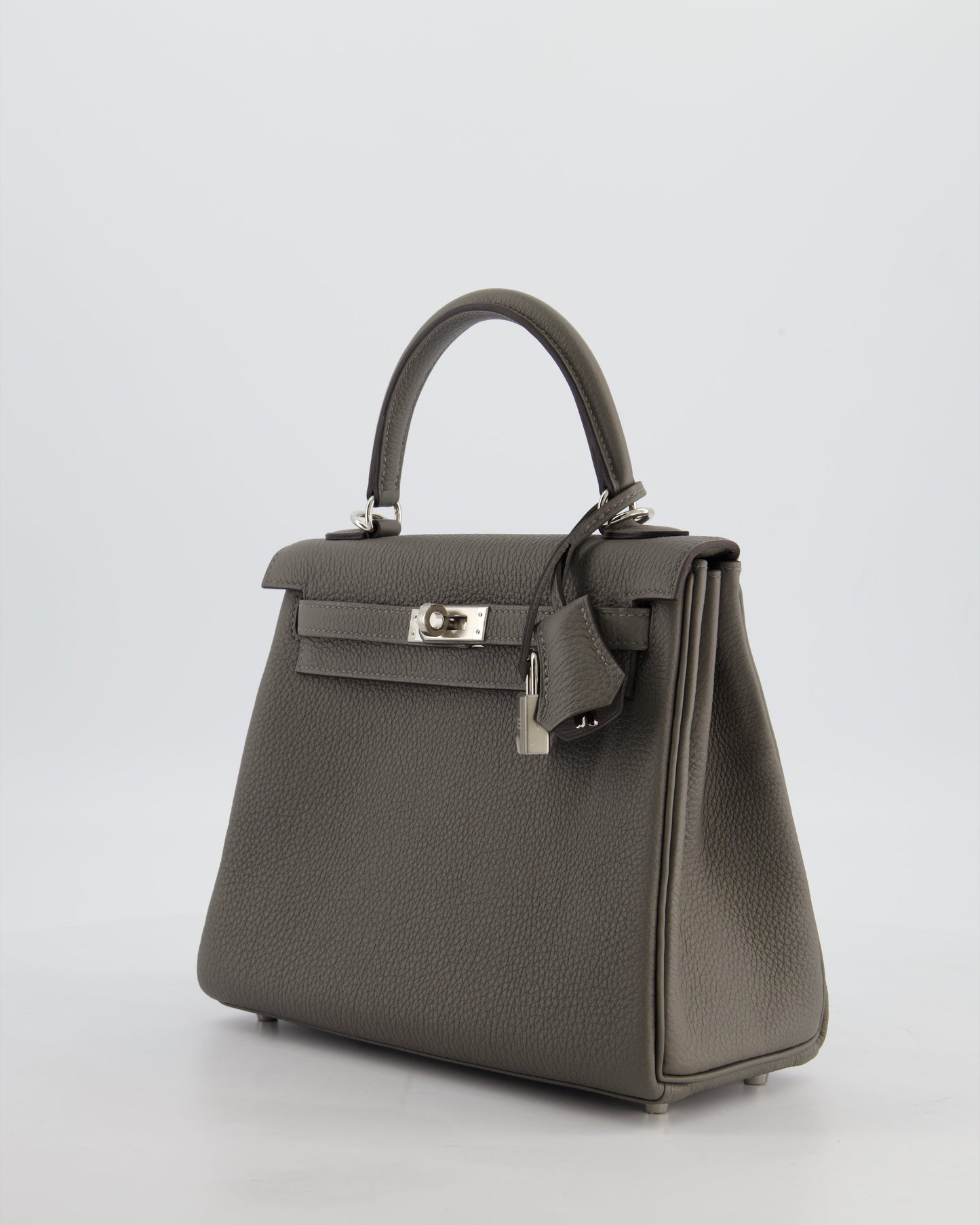 *HOT* Herm�s Kelly 25 Rotourne Bag in Gris Meyer Togo Leather with Palladium Hardware