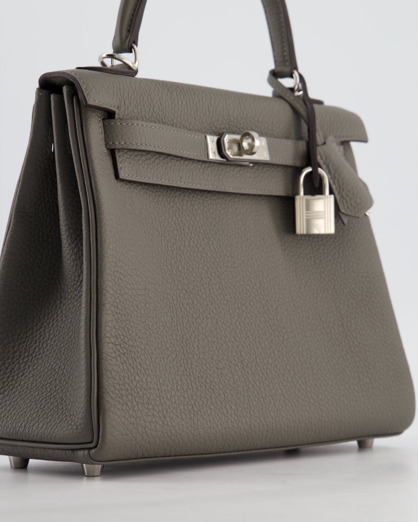 *HOT* Herm�s Kelly 25 Rotourne Bag in Gris Meyer Togo Leather with Palladium Hardware