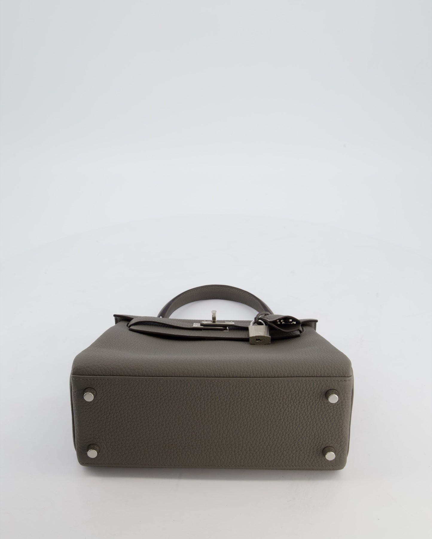 *HOT* Herm�s Kelly 25 Rotourne Bag in Gris Meyer Togo Leather with Palladium Hardware