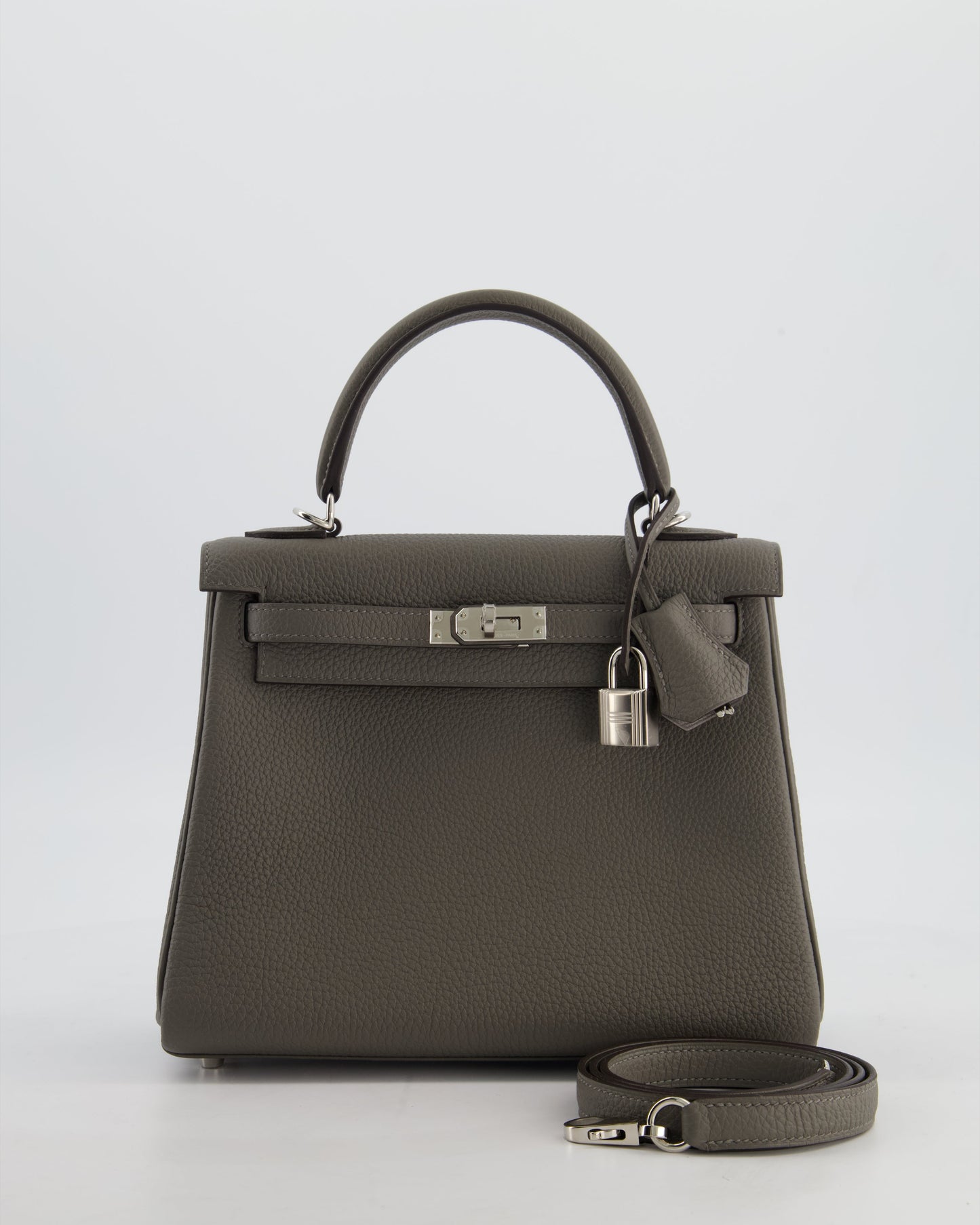 *HOT* Herm�s Kelly 25 Rotourne Bag in Gris Meyer Togo Leather with Palladium Hardware