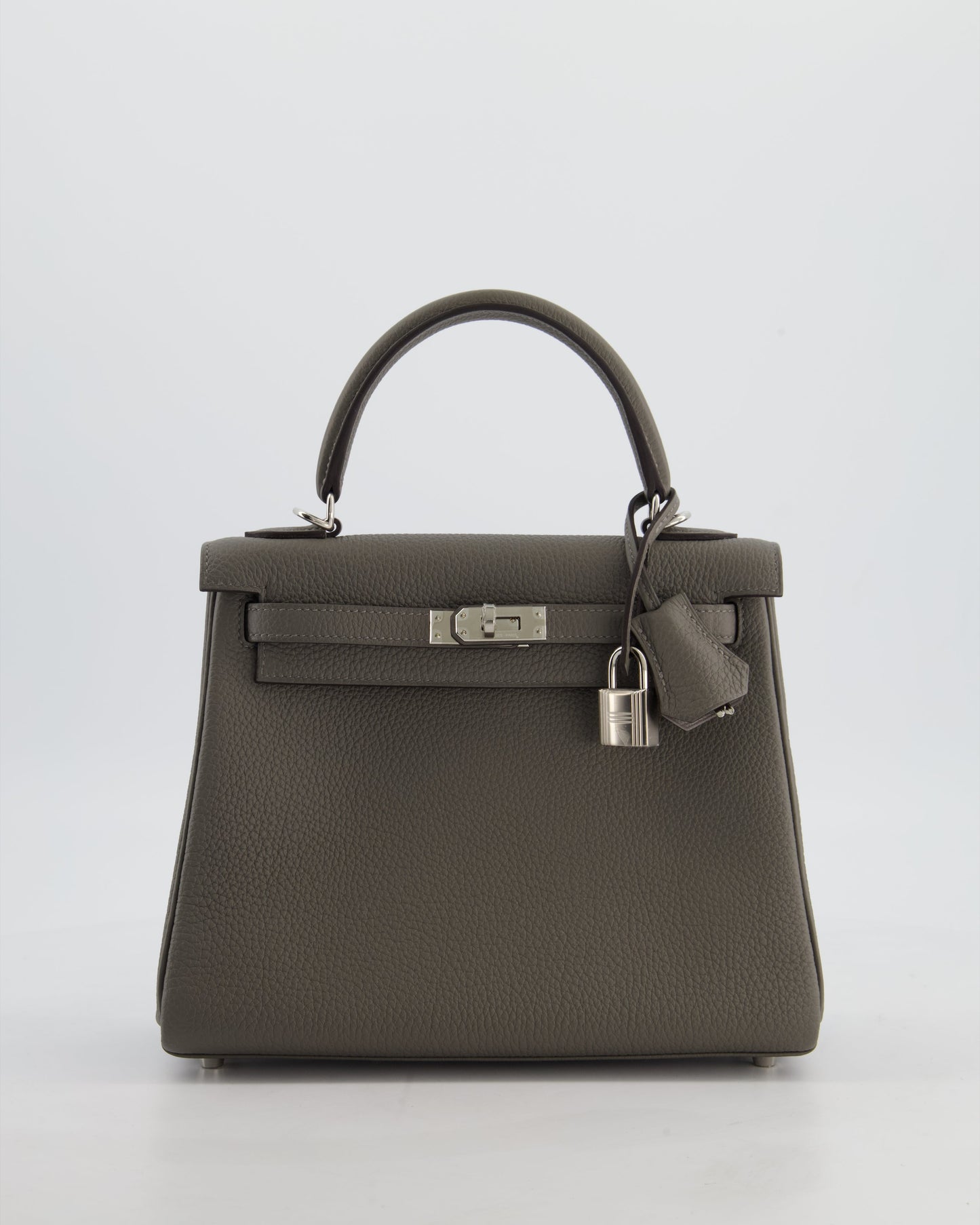 *HOT* Herm�s Kelly 25 Rotourne Bag in Gris Meyer Togo Leather with Palladium Hardware