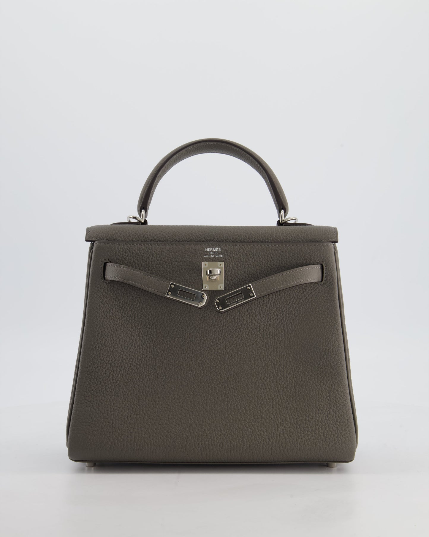 *HOT* Herm�s Kelly 25 Rotourne Bag in Gris Meyer Togo Leather with Palladium Hardware