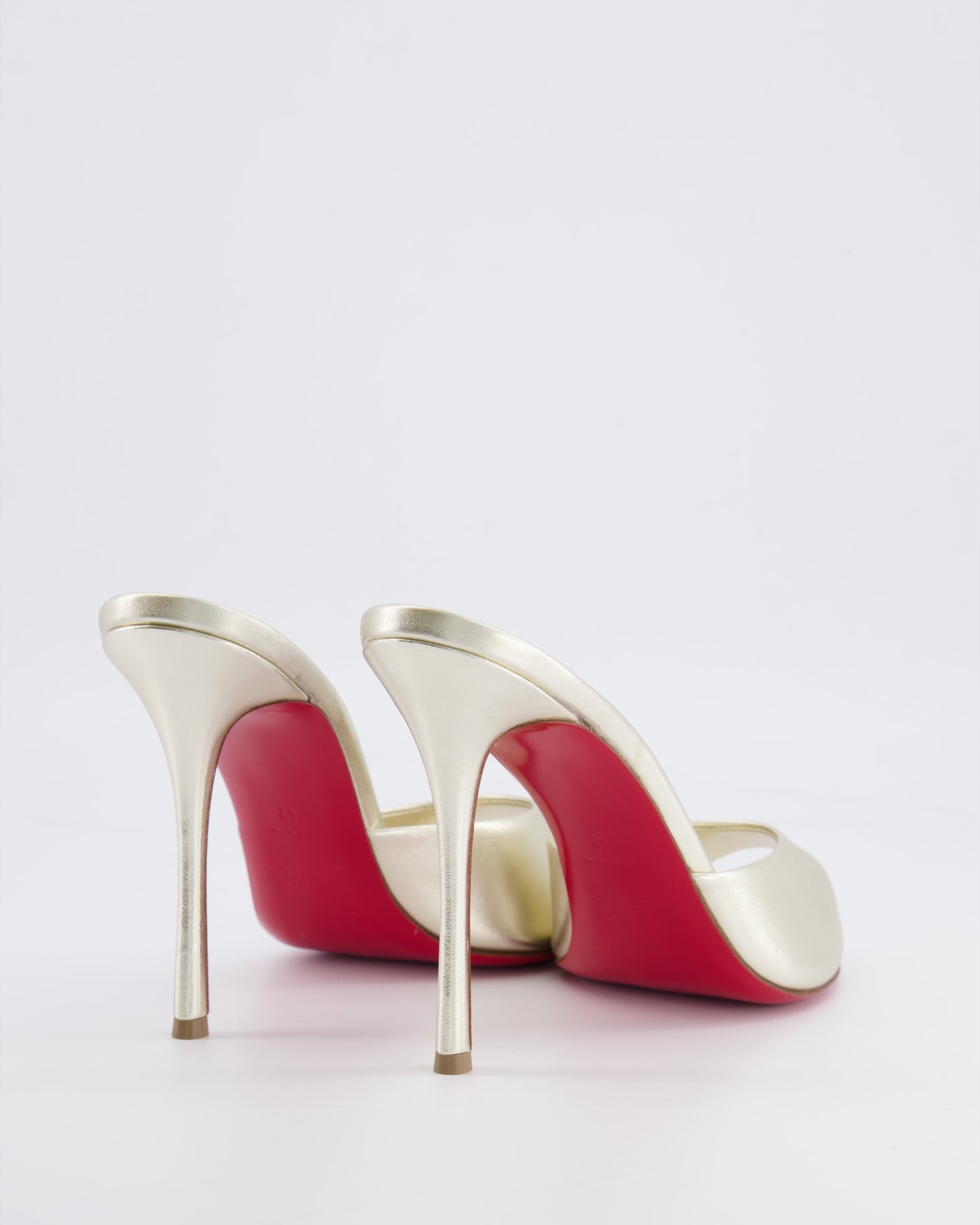 Christian Louboutin Gold Metallic Me Dolly Peep-Toe Heeled Mules Size EU 42
