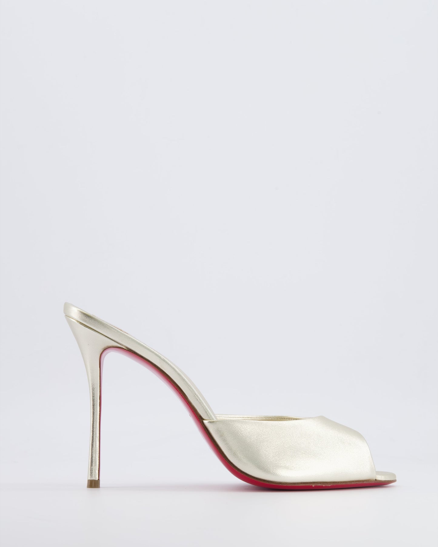 Christian Louboutin Gold Metallic Me Dolly Peep-Toe Heeled Mules Size EU 42