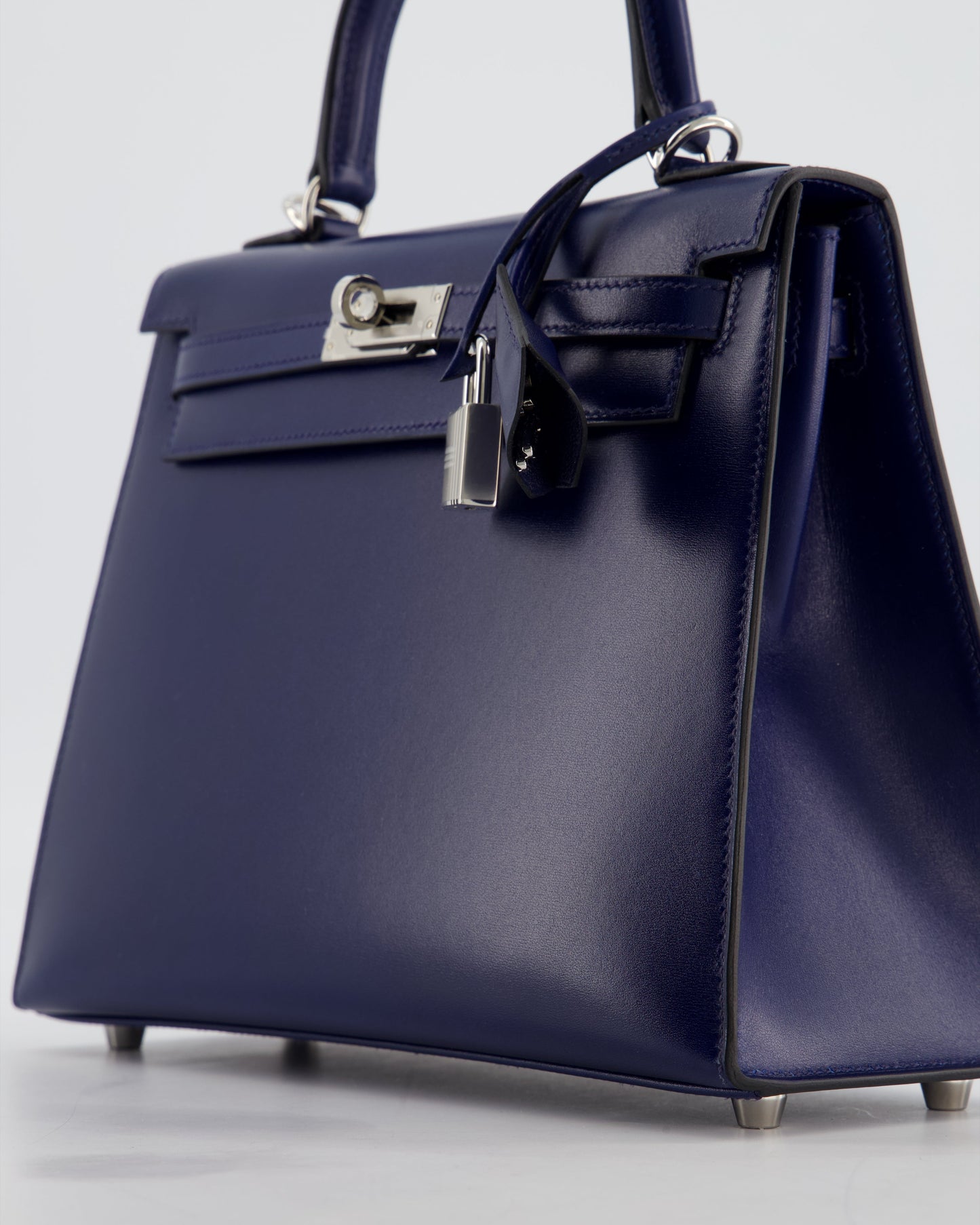 *RARE* Herm�s Kelly 25 Sellier Bag in Bleu Saphir Box Leather with Palladium Hardware