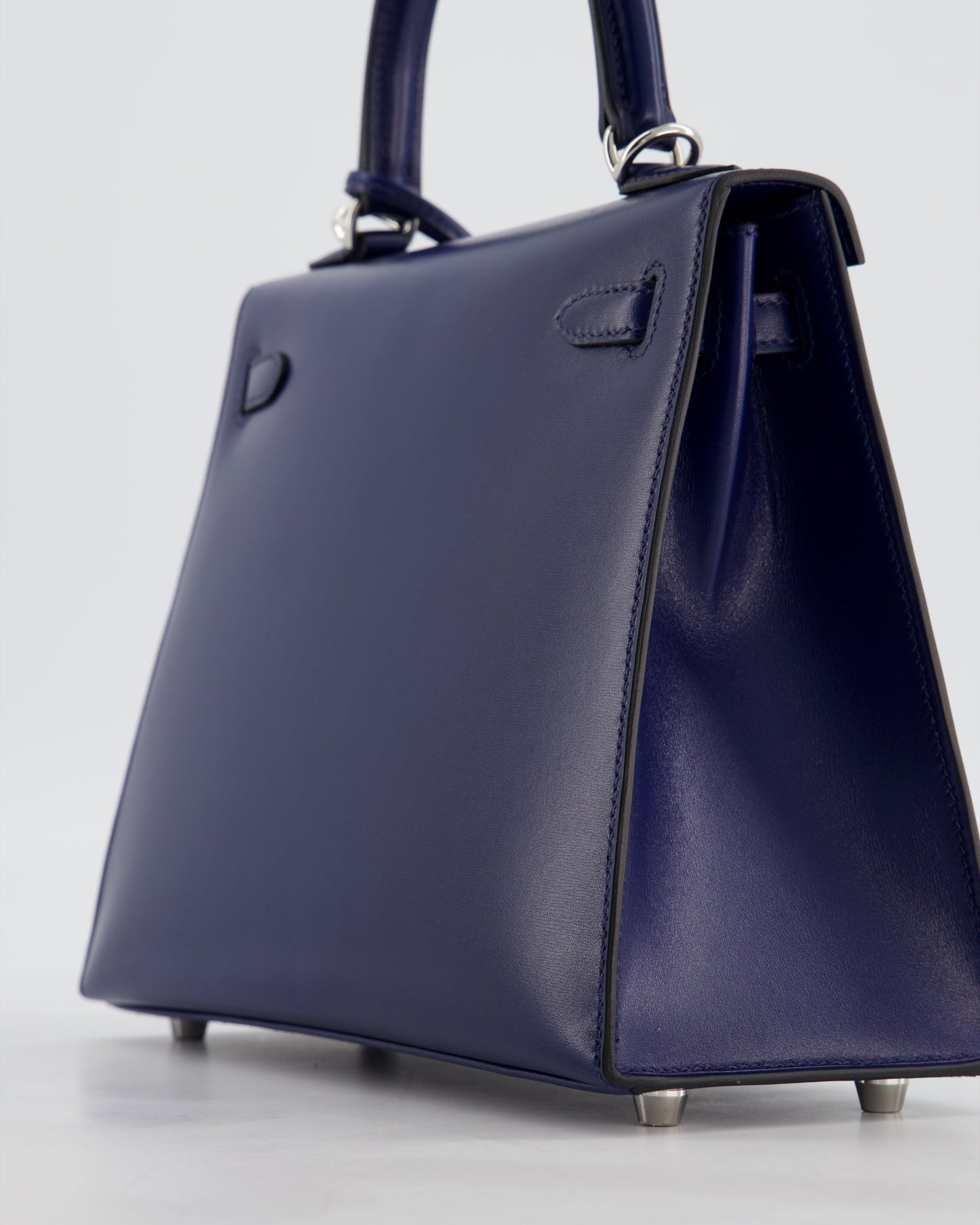 *RARE* Herm�s Kelly 25 Sellier Bag in Bleu Saphir Box Leather with Palladium Hardware