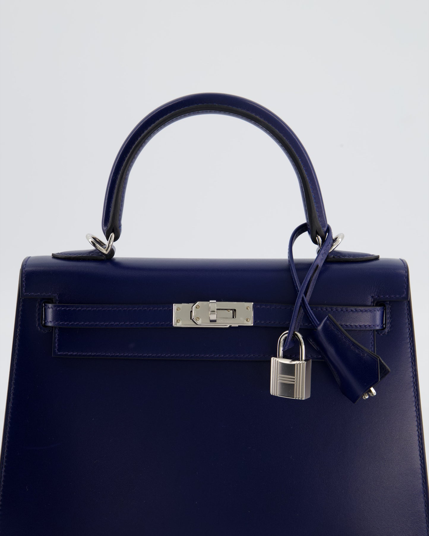 *RARE* Herm�s Kelly 25 Sellier Bag in Bleu Saphir Box Leather with Palladium Hardware