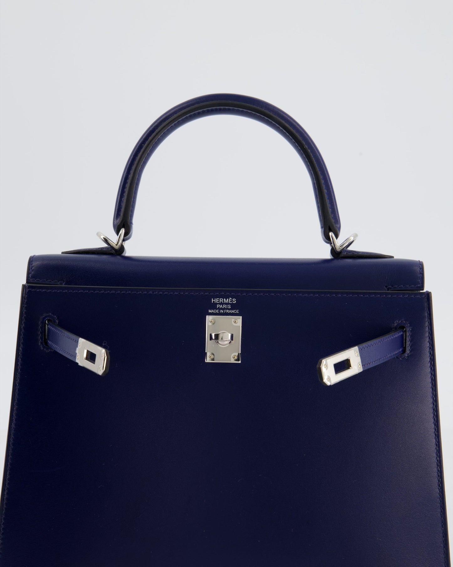 *RARE* Herm�s Kelly 25 Sellier Bag in Bleu Saphir Box Leather with Palladium Hardware