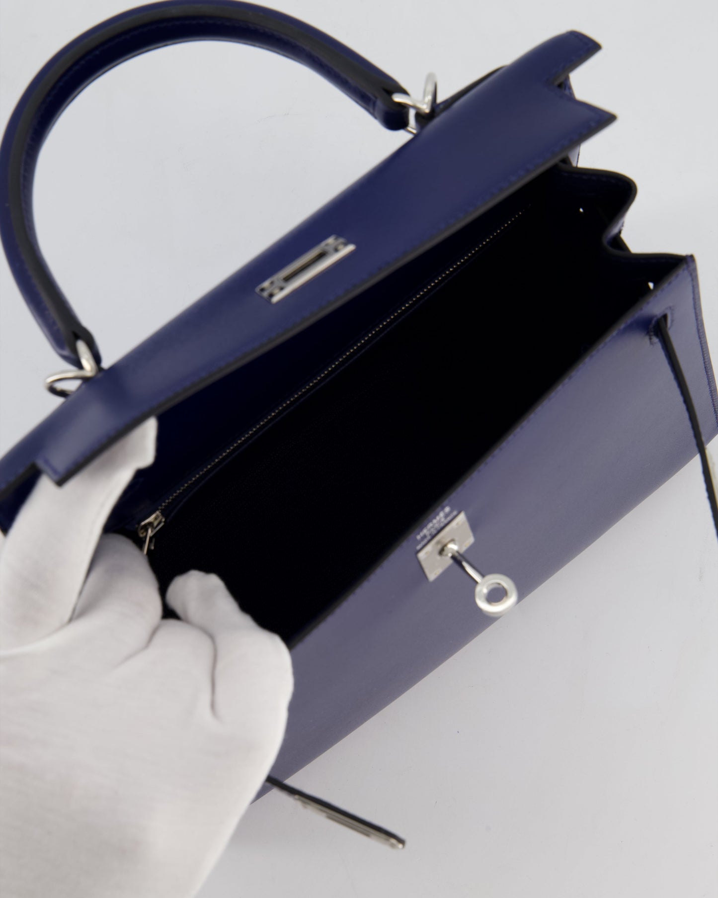 *RARE* Herm�s Kelly 25 Sellier Bag in Bleu Saphir Box Leather with Palladium Hardware