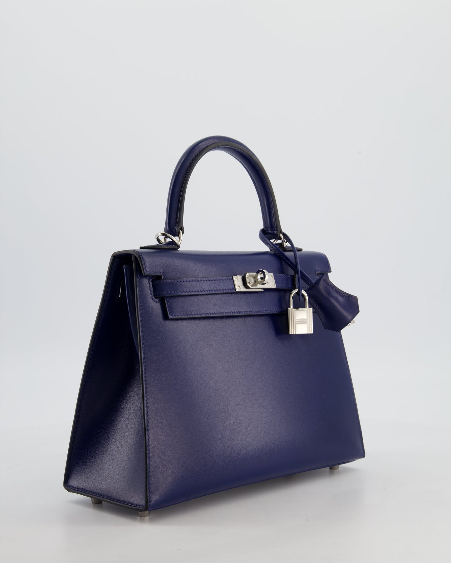 *RARE* Herm�s Kelly 25 Sellier Bag in Bleu Saphir Box Leather with Palladium Hardware