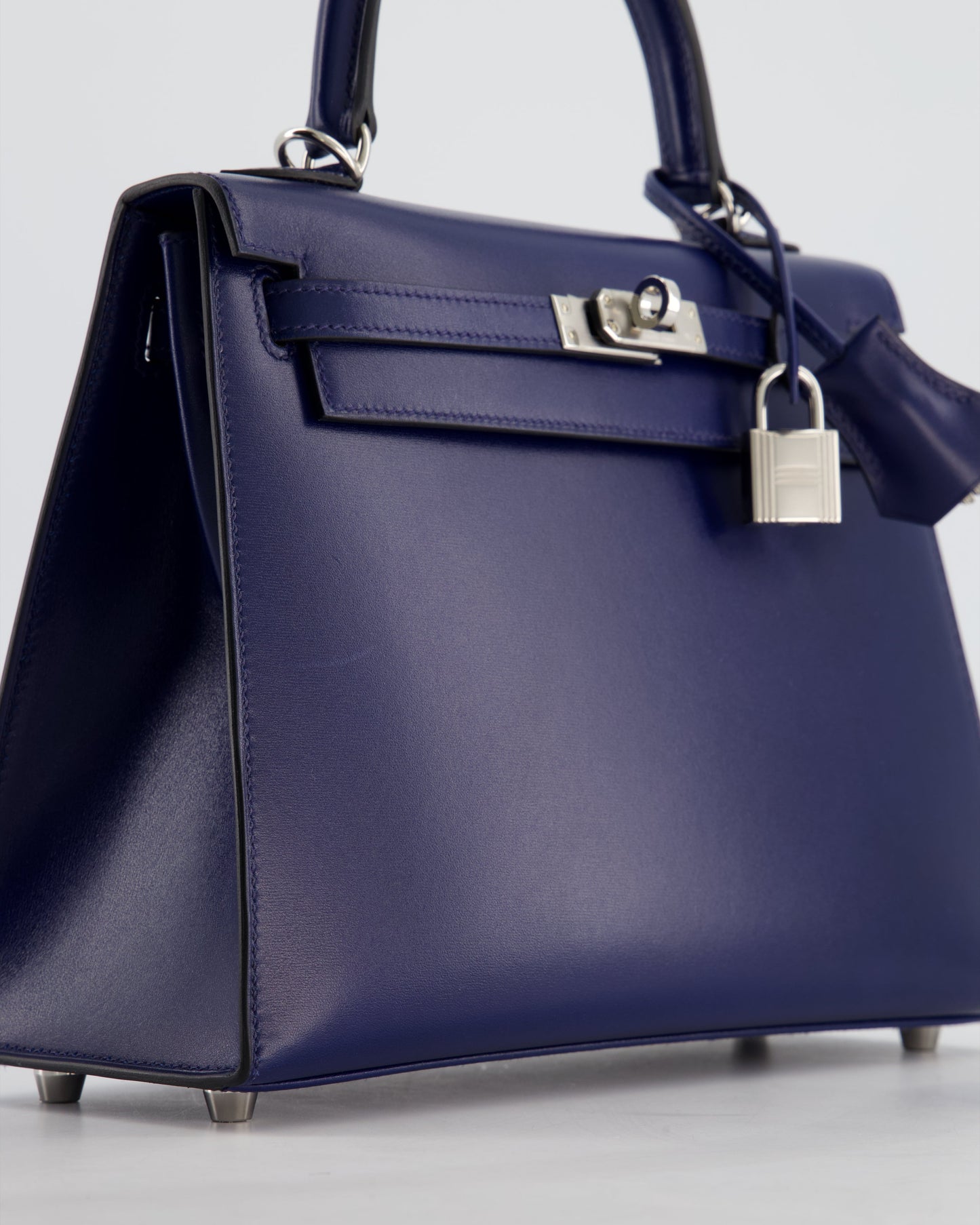 *RARE* Herm�s Kelly 25 Sellier Bag in Bleu Saphir Box Leather with Palladium Hardware
