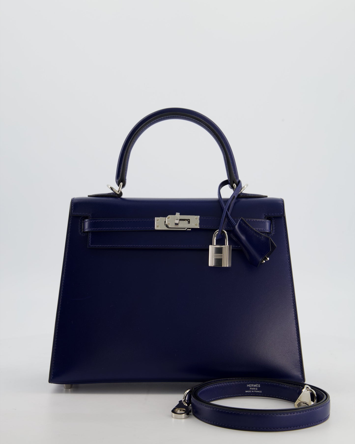 *RARE* Herm�s Kelly 25 Sellier Bag in Bleu Saphir Box Leather with Palladium Hardware