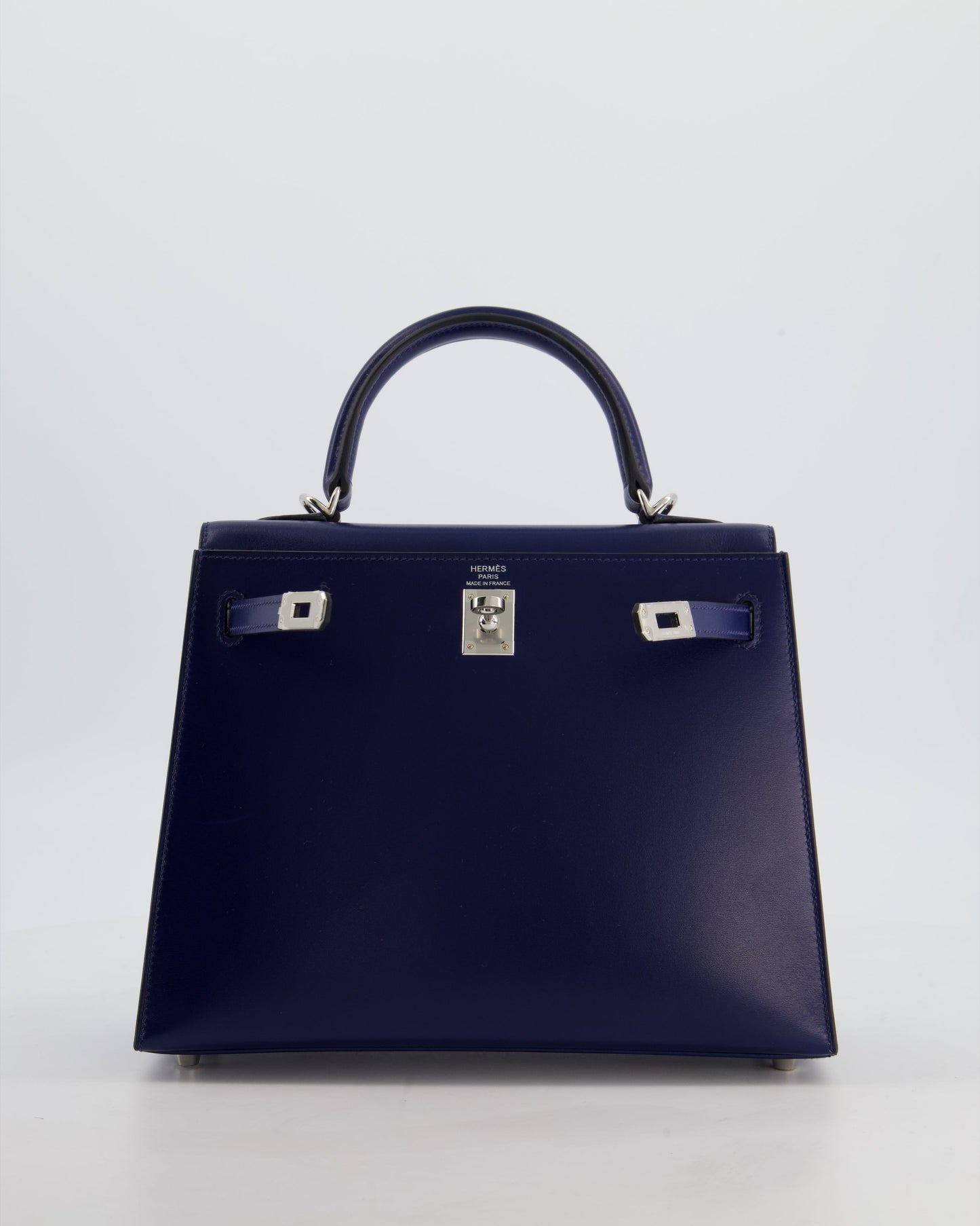 *RARE* Herm�s Kelly 25 Sellier Bag in Bleu Saphir Box Leather with Palladium Hardware
