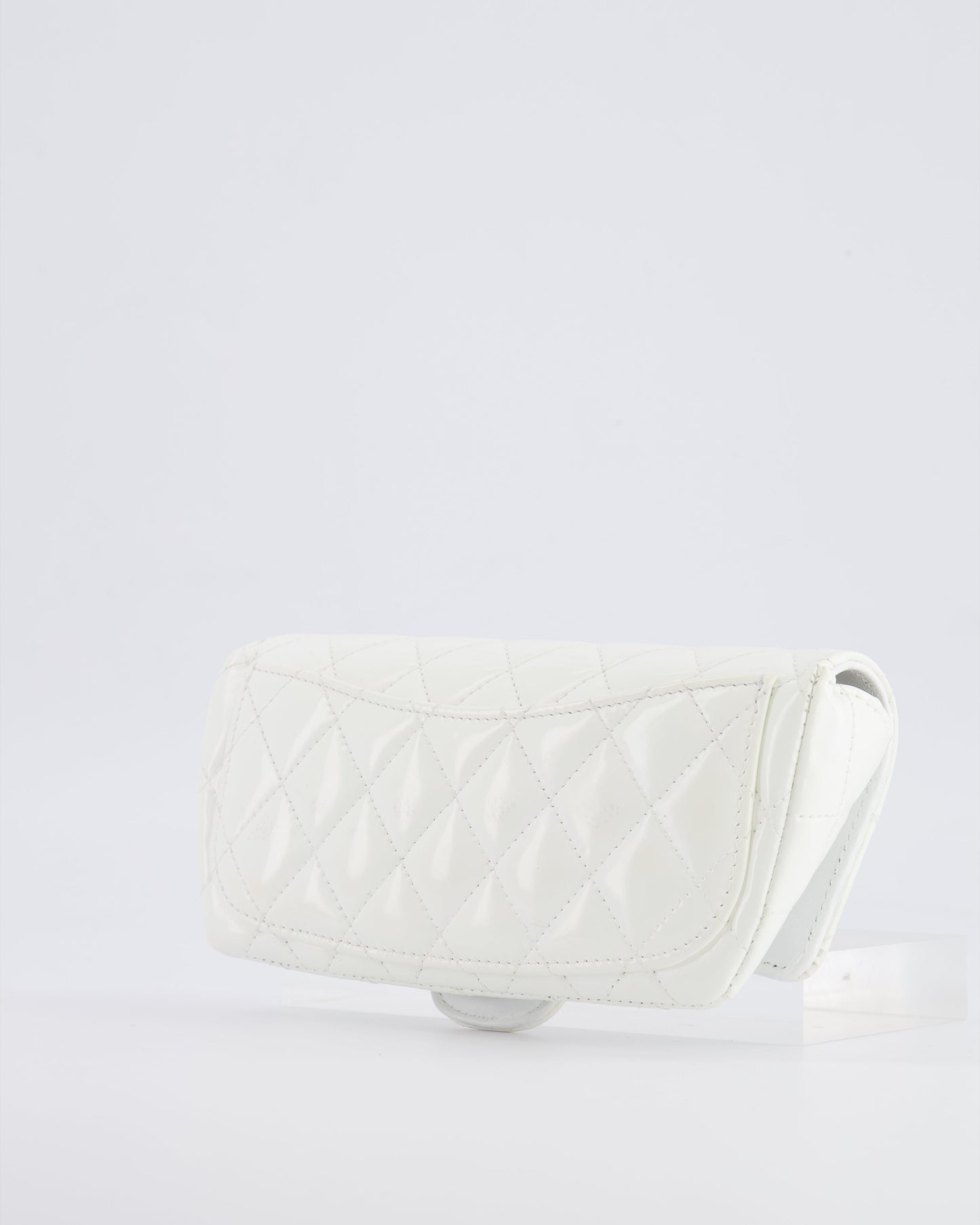 Chanel White Patent Sunglasses Case on Chain Bag with Champagne Gold Hardware