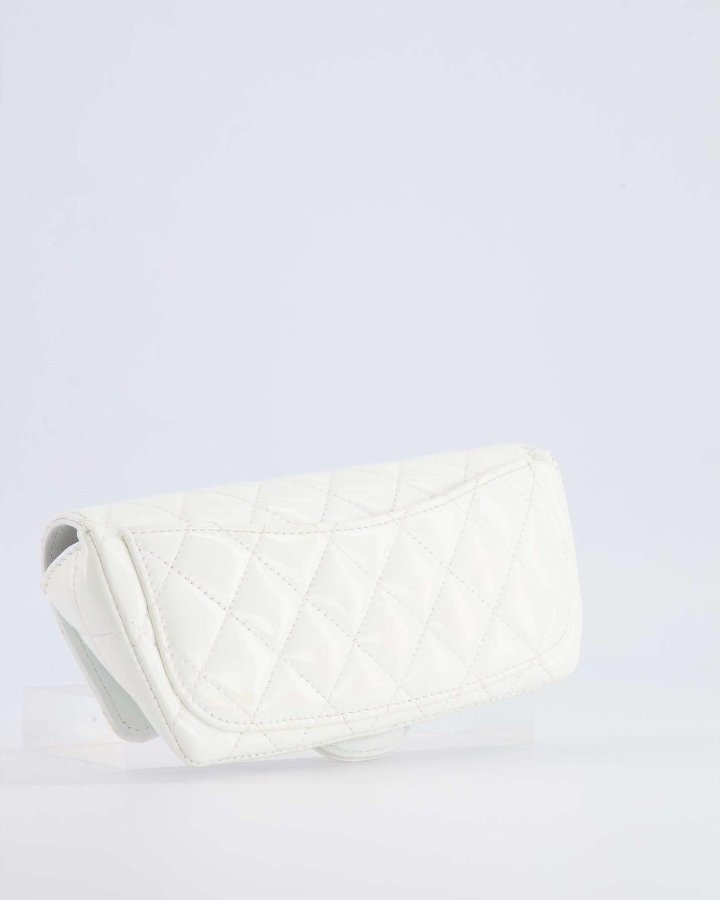 Chanel White Patent Sunglasses Case on Chain Bag with Champagne Gold Hardware