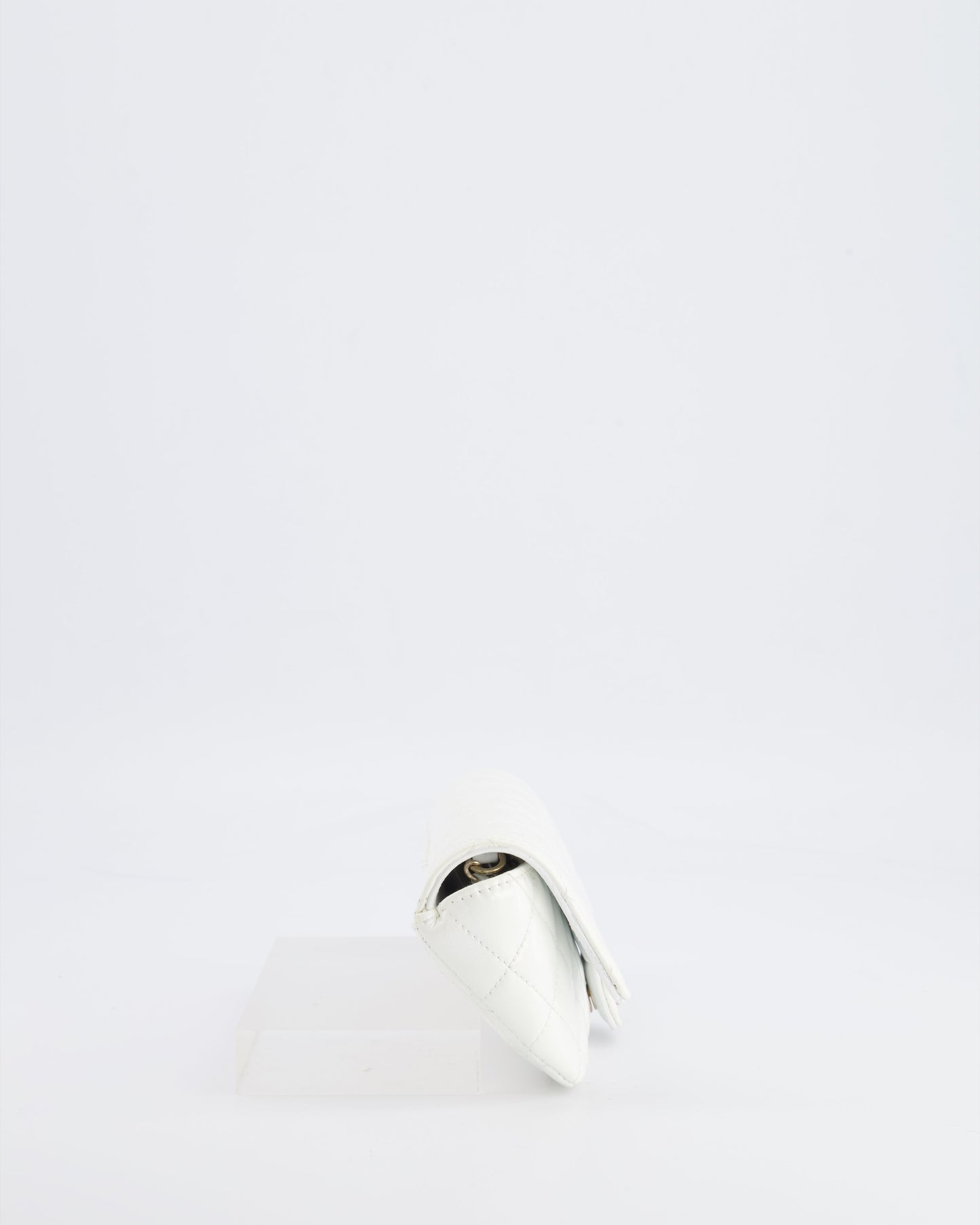 Chanel White Patent Sunglasses Case on Chain Bag with Champagne Gold Hardware