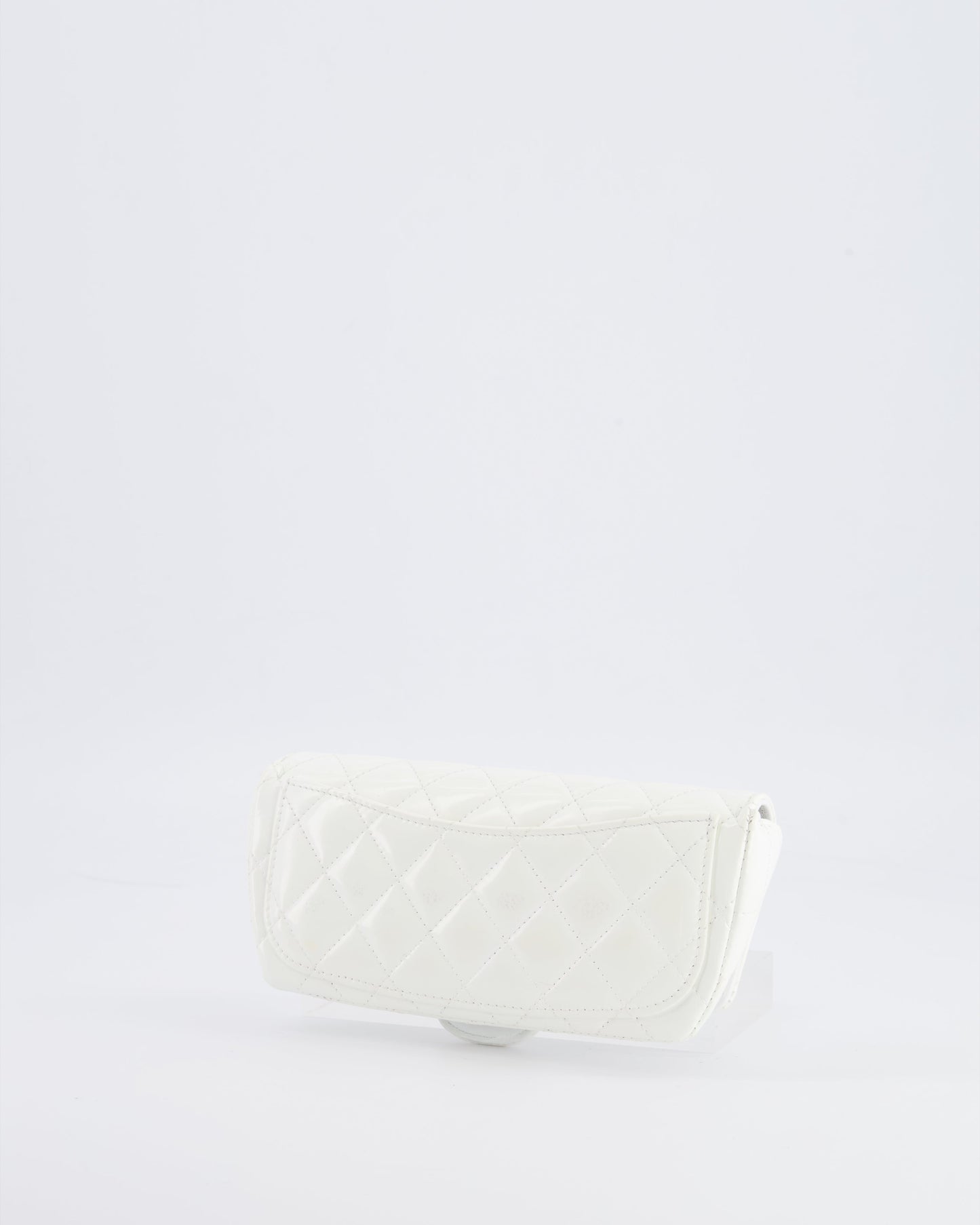 Chanel White Patent Sunglasses Case on Chain Bag with Champagne Gold Hardware