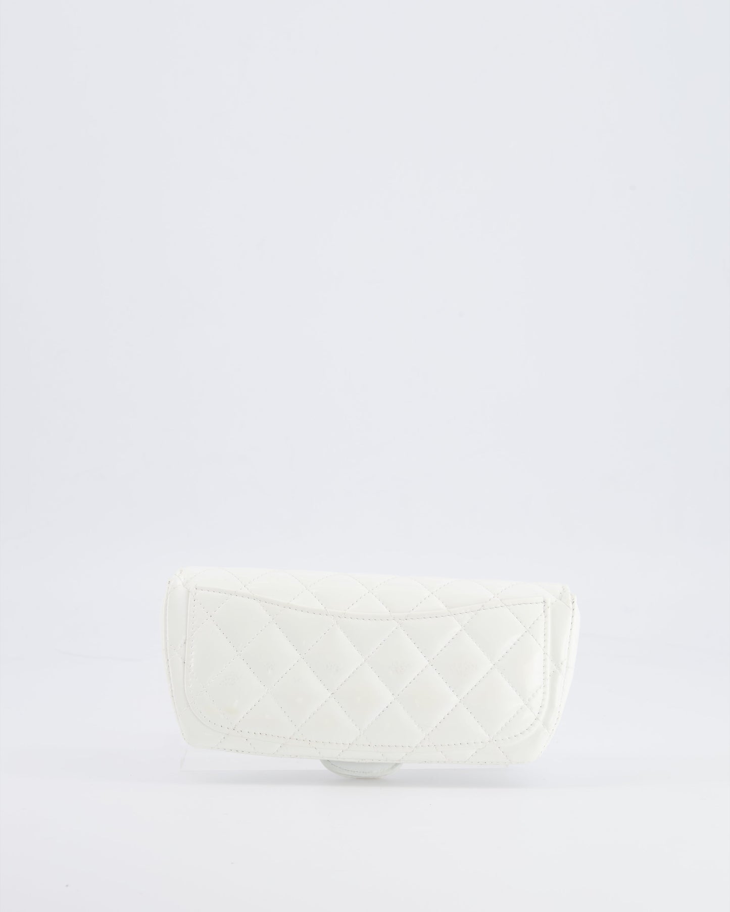 Chanel White Patent Sunglasses Case on Chain Bag with Champagne Gold Hardware