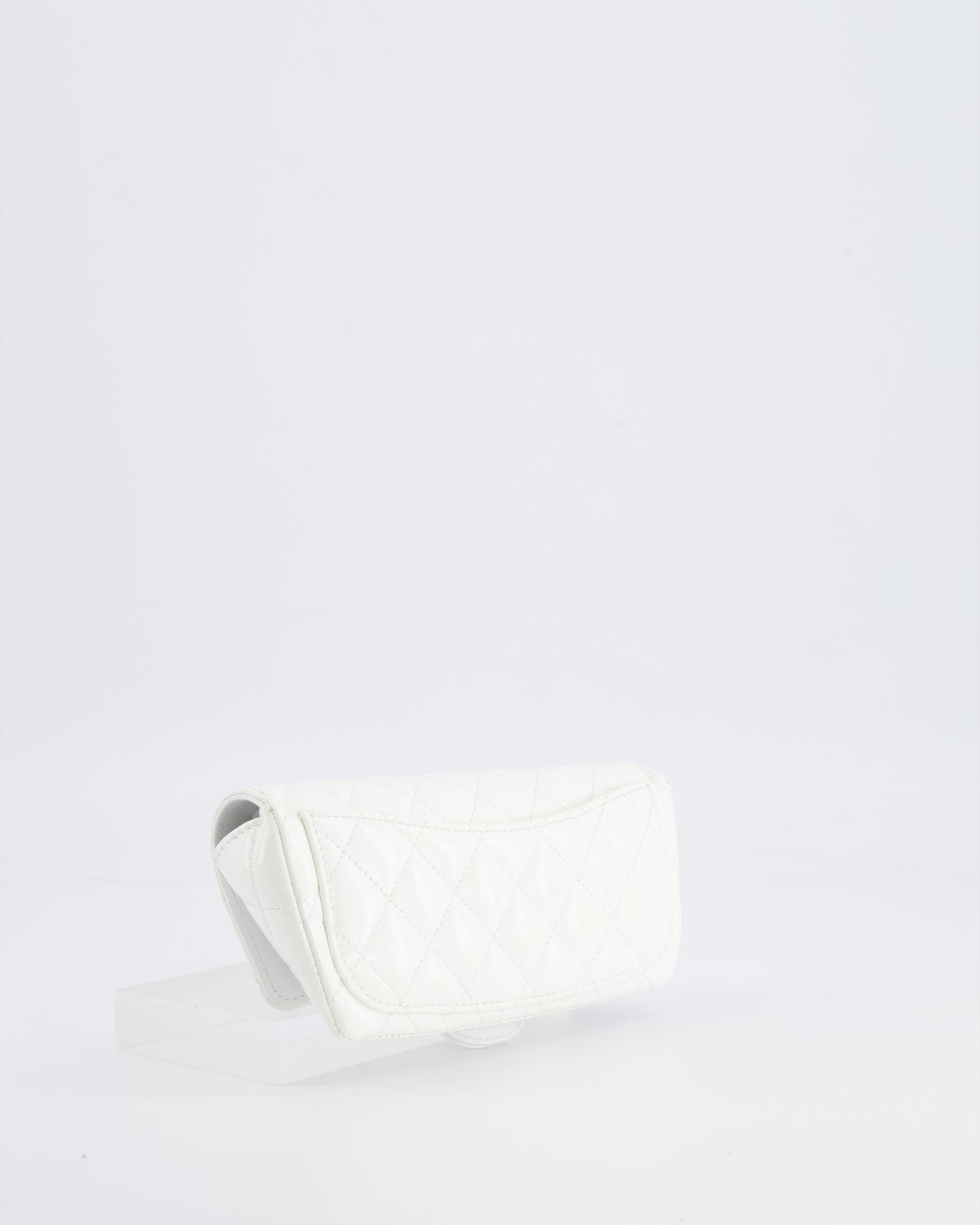 Chanel White Patent Sunglasses Case on Chain Bag with Champagne Gold Hardware