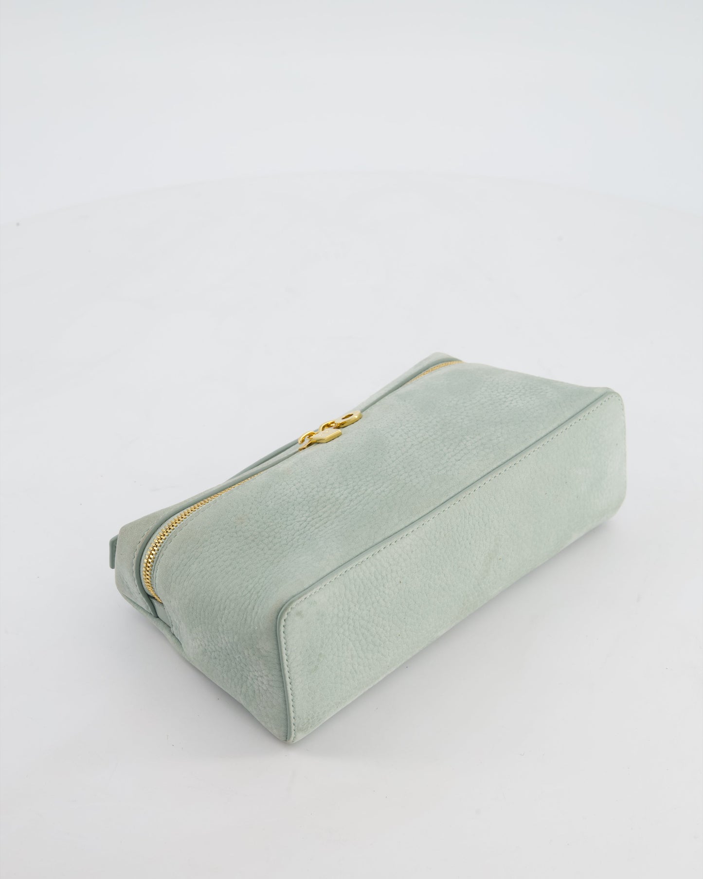 *HOT* Loro Piana Pale Blue Nubuck Leather L19 Extra Pocket Pouch Bag with Gold Hardware