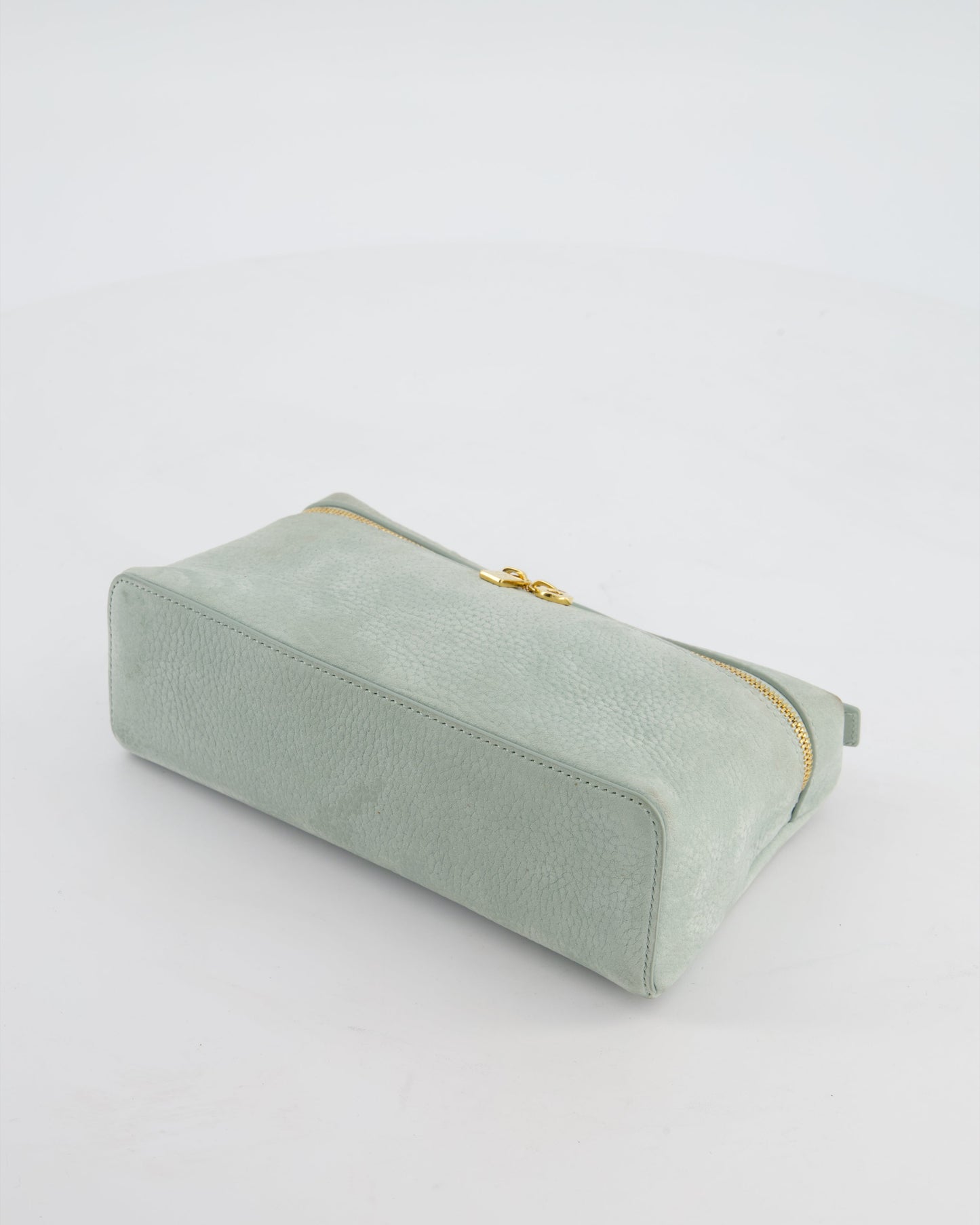*HOT* Loro Piana Pale Blue Nubuck Leather L19 Extra Pocket Pouch Bag with Gold Hardware